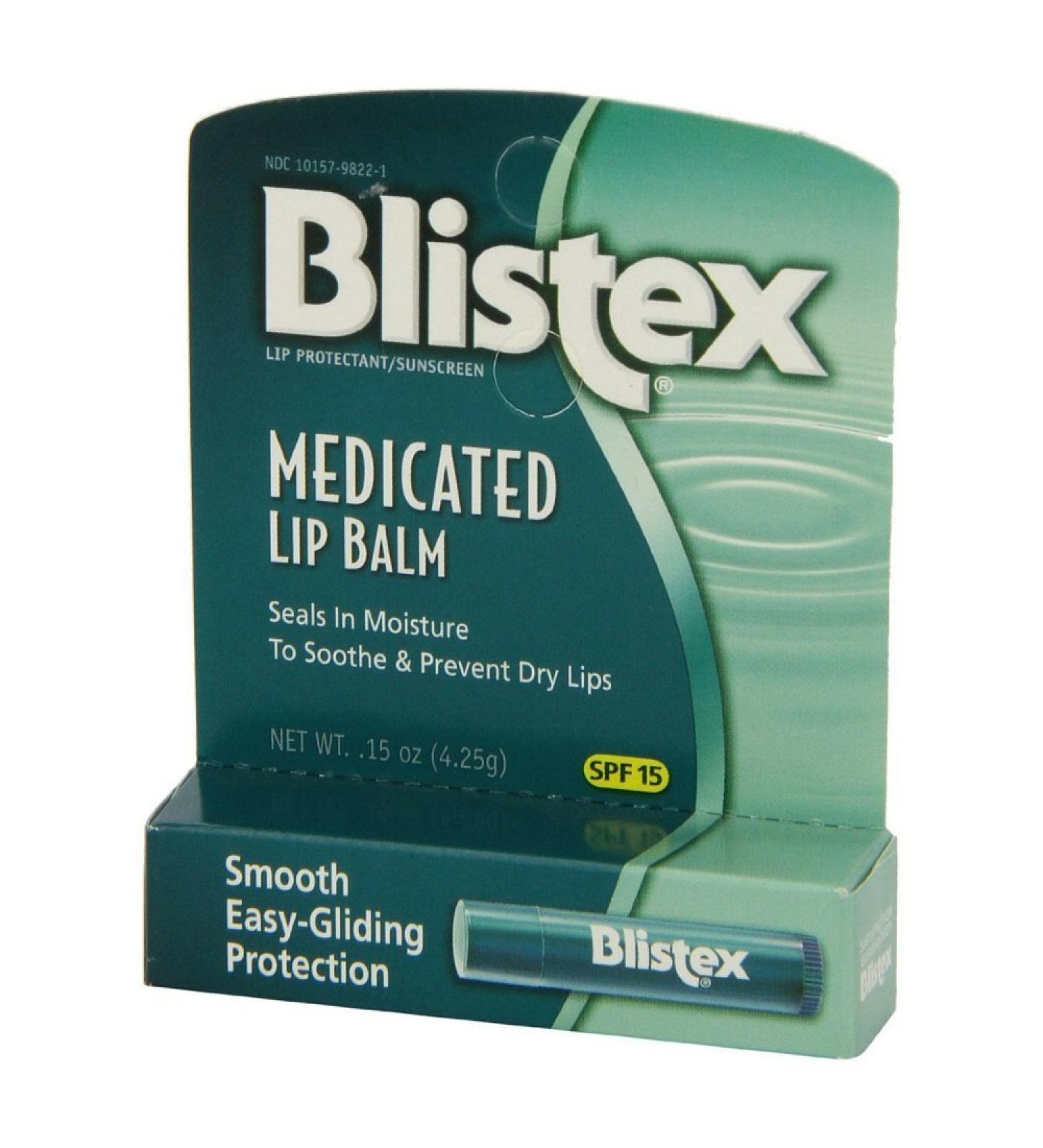 Blistex Medicated Lip Balm with SPF 15 for Dryness Chapping and Soothes Irritated Lips 0.15oz - Pack of 6