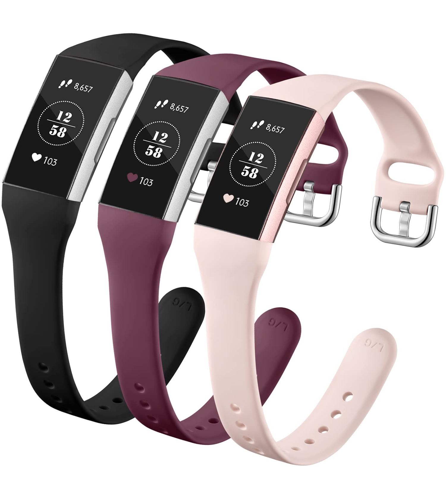 GEAK Compatible with Fitbit Charge 3 Bands/Fitbit Charge 4 Bands for Women  Slim Soft Silicon Replacement Band for Fitbit Charge 3/Charge 3 SE/Charge 4 Bands Women Men Small Black/Sand Pink/Wine Red Black/Sand Pink/Wine Reâ¦ - Buy Online on GoSupps.com
