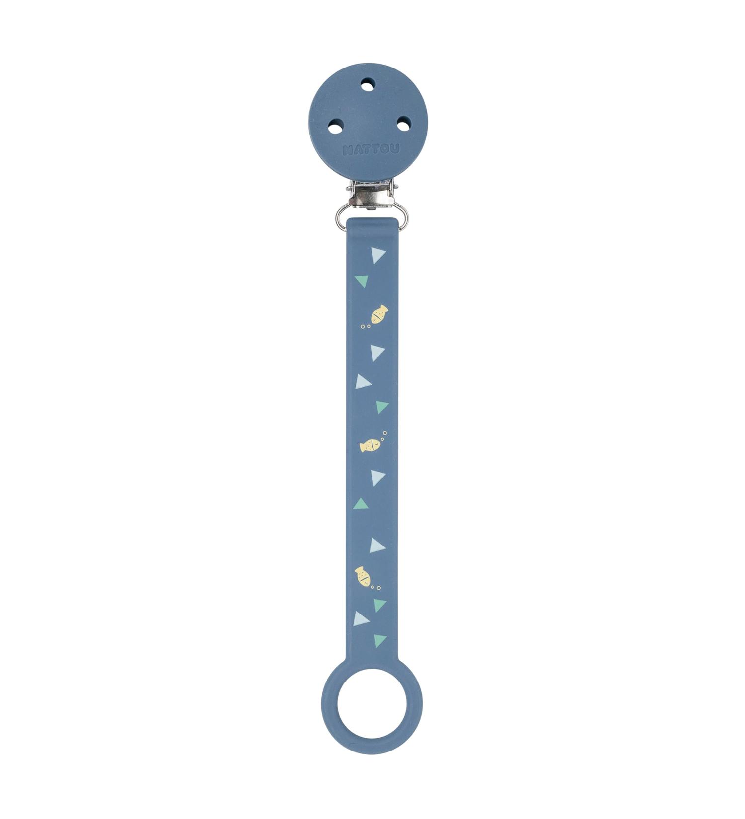 Nattou Pacifier Clip with Universal Holder Silicone 21 cm Dark Blue Pattern