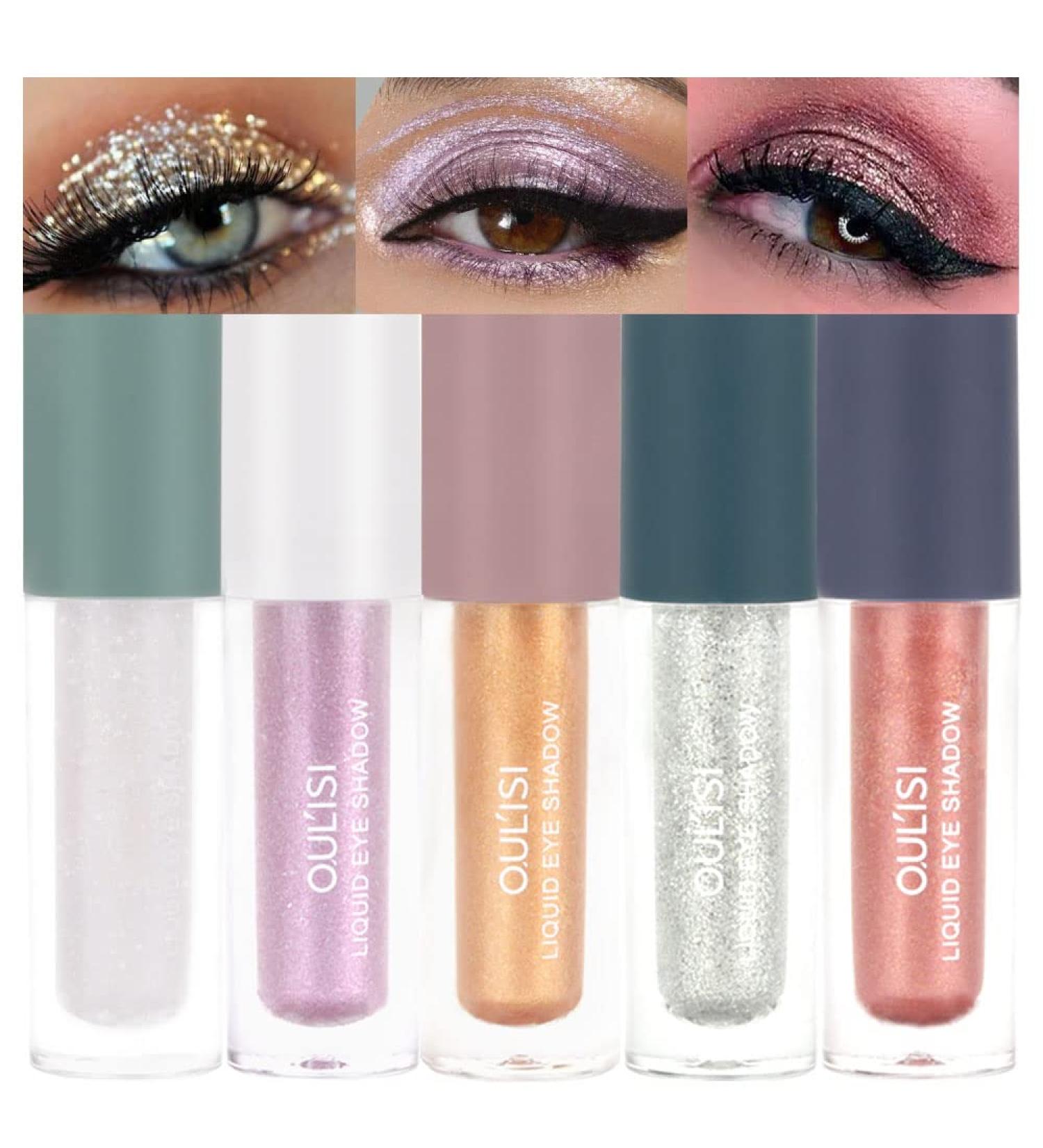 5Pcs Transparent Golden Liquid Glitter Eyeshadow Sticks Set - Waterproof & Quick-Drying Eyeliner for Party Makeup - Buy Online on GoSupps.com