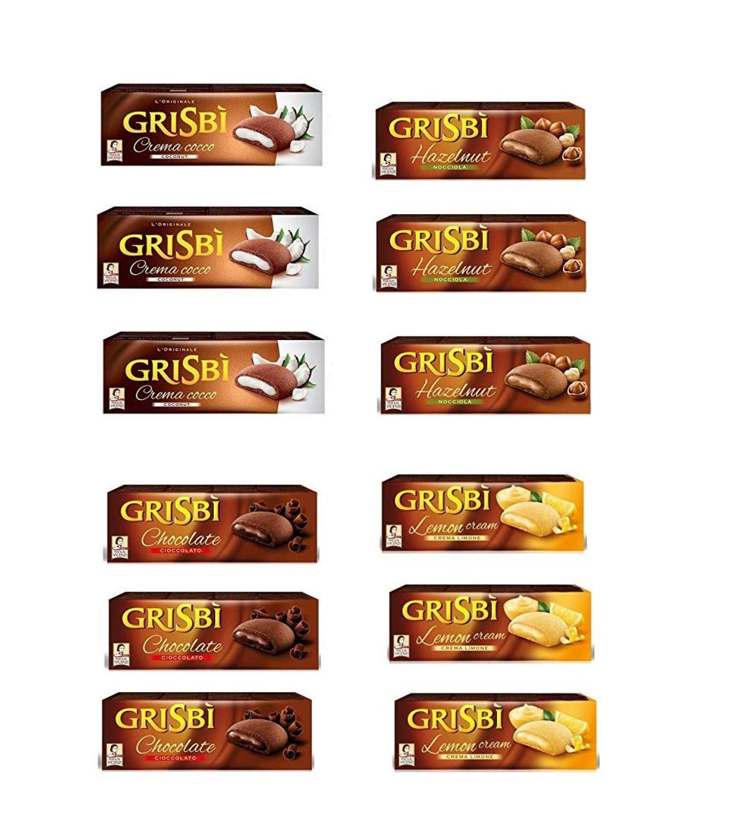 Matilde Vicenzi Pack of 12 Vicenzi Grisbi coconut lemon/chocolate hazelnut (12 x 150 g)