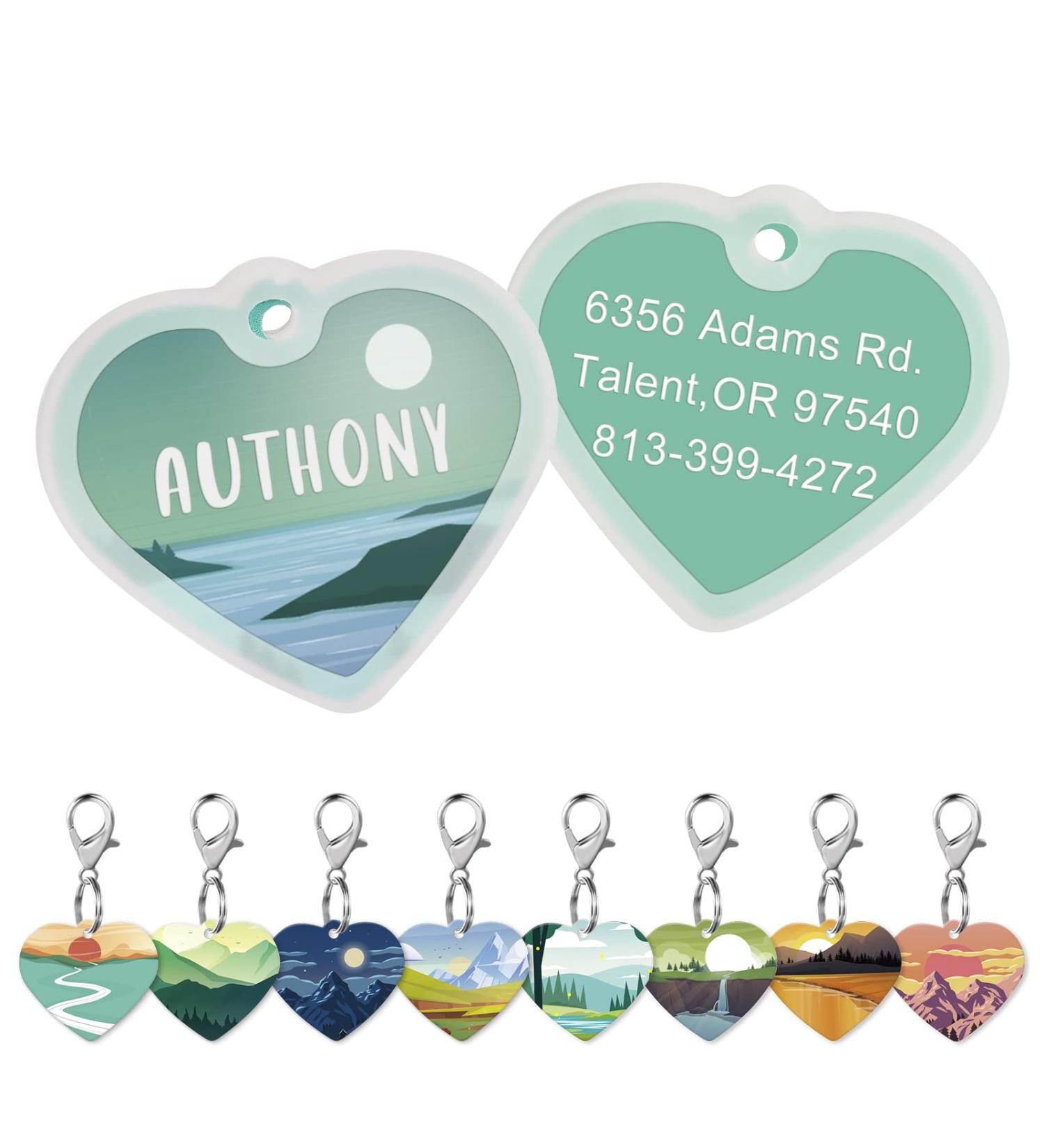 Natiform Adventure Dog Tag - Personalised Pet ID Tag with Glow in The Dark Silencer - Custom Text - Double Sided Pet Tag (Heart Style 1) - Buy Online on GoSupps.com