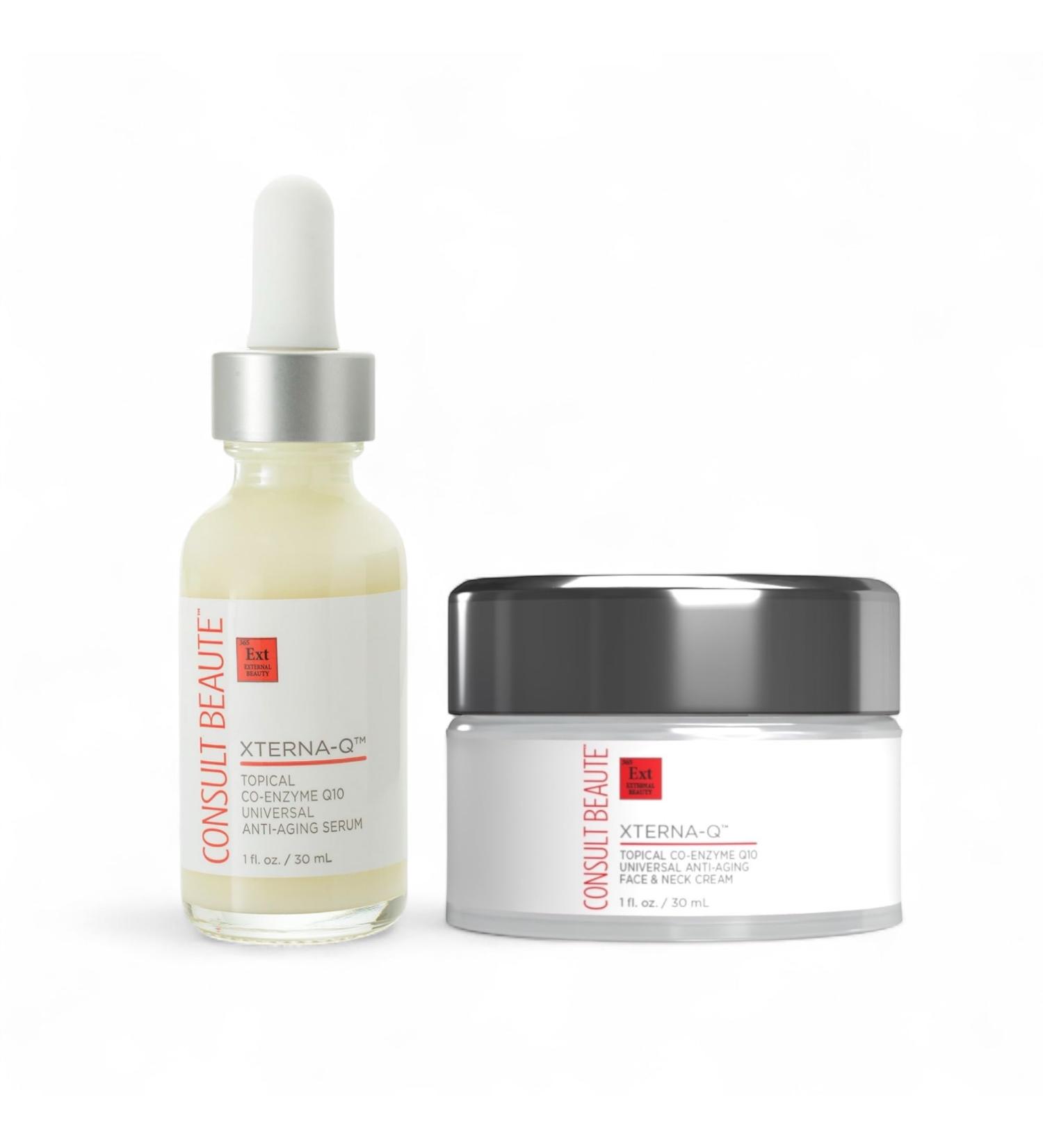 Consult Beaute XTERNA-Q Anti-Aging Universal Day and Night CoQ10 Cream Face Moisturizer and Serum for Dry Skin DUO - Peptide Q10, Niacinamide - Restore Skin Barrier - Visibly Reduce Lines & Wrinkles - Buy Online on GoSupps.com