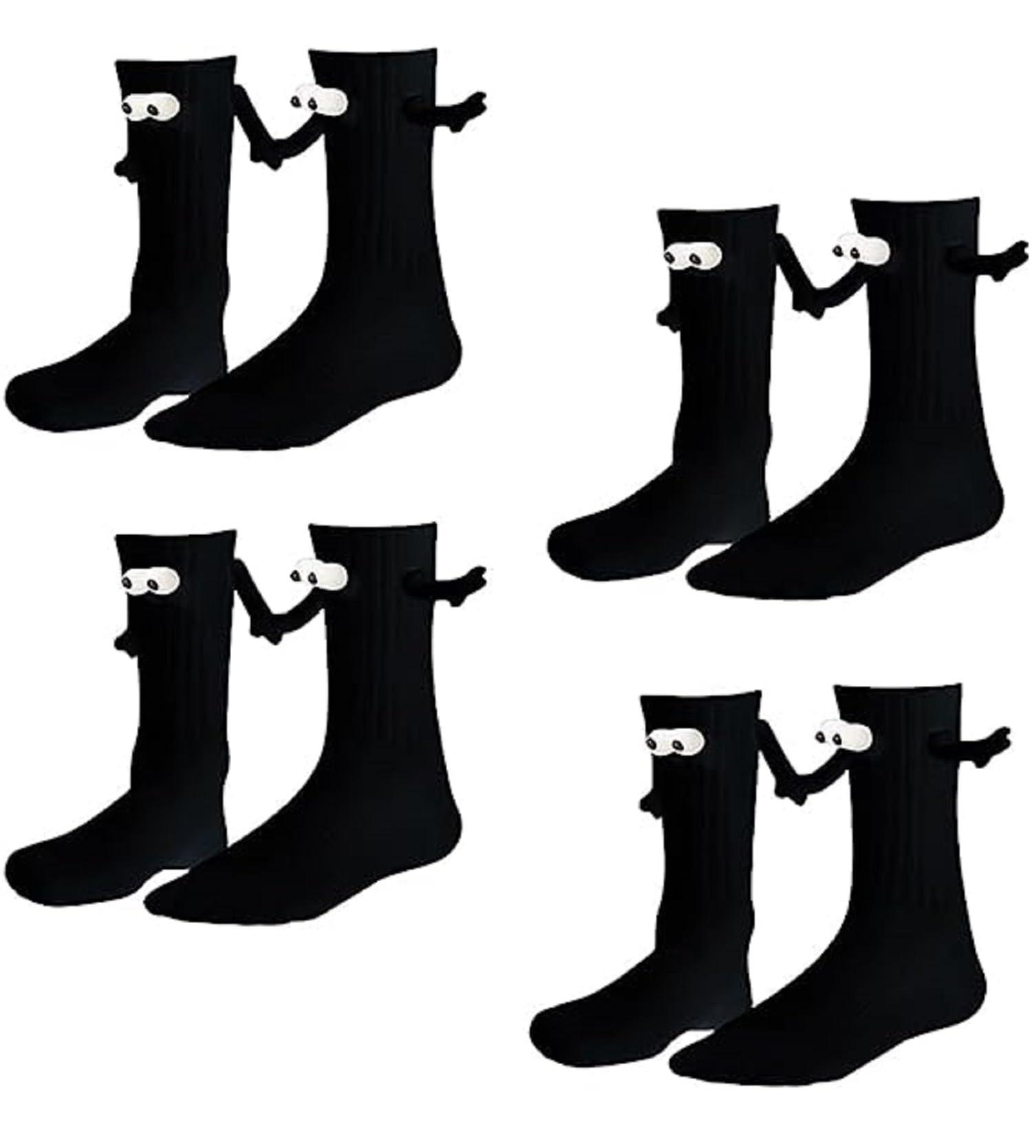 MUTYNE Magnetic Hand Holding Socks - Women Men Couple Socks (Black) | Funny 3D Doll Design | One Size Fits All - Buy Online on GoSupps.com