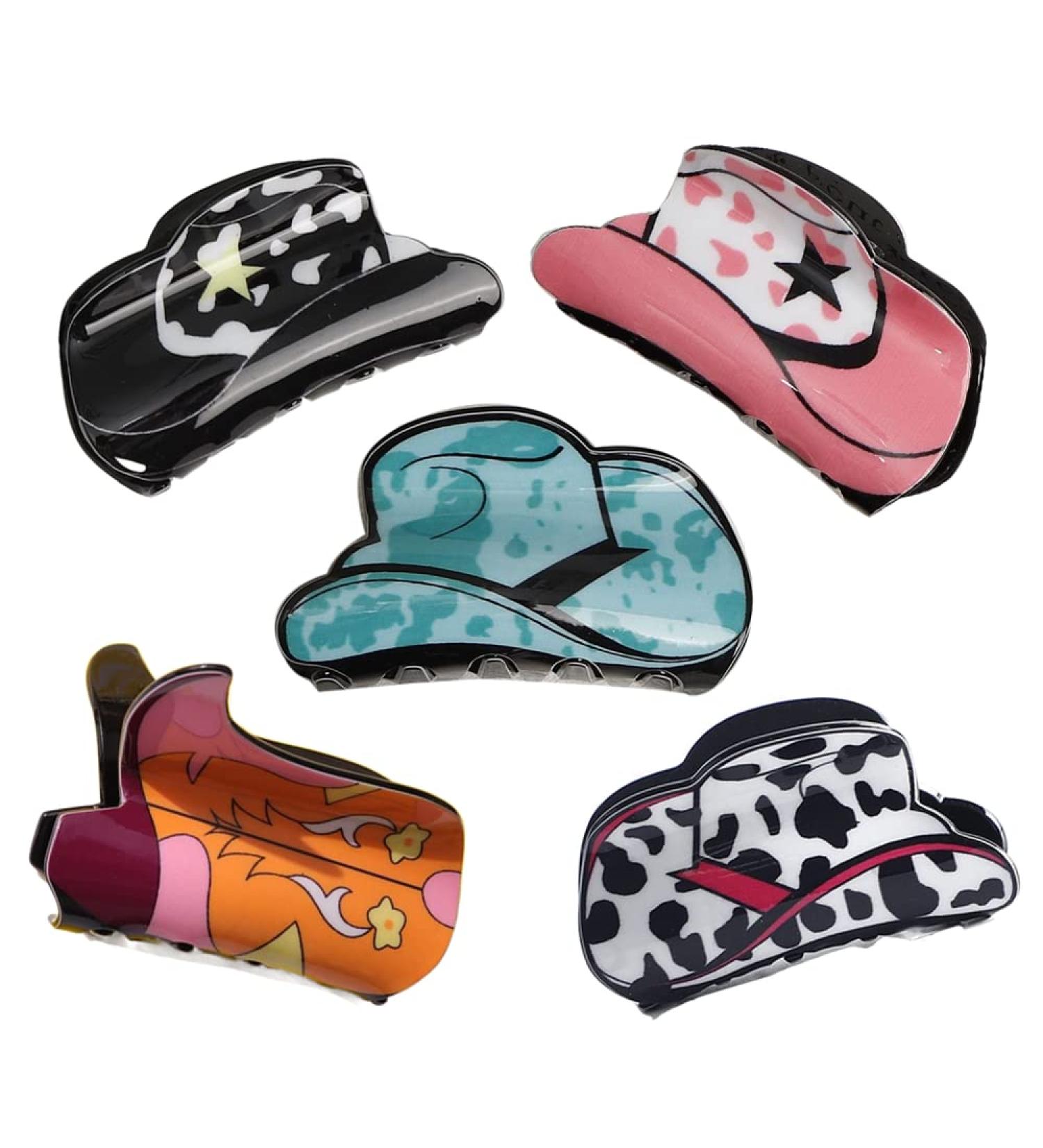 5Pcs Western Cowboy Hair Claw Clips - Leopard Star Print Hair Grab Clips for Women & Girls - Buy Online on GoSupps.com