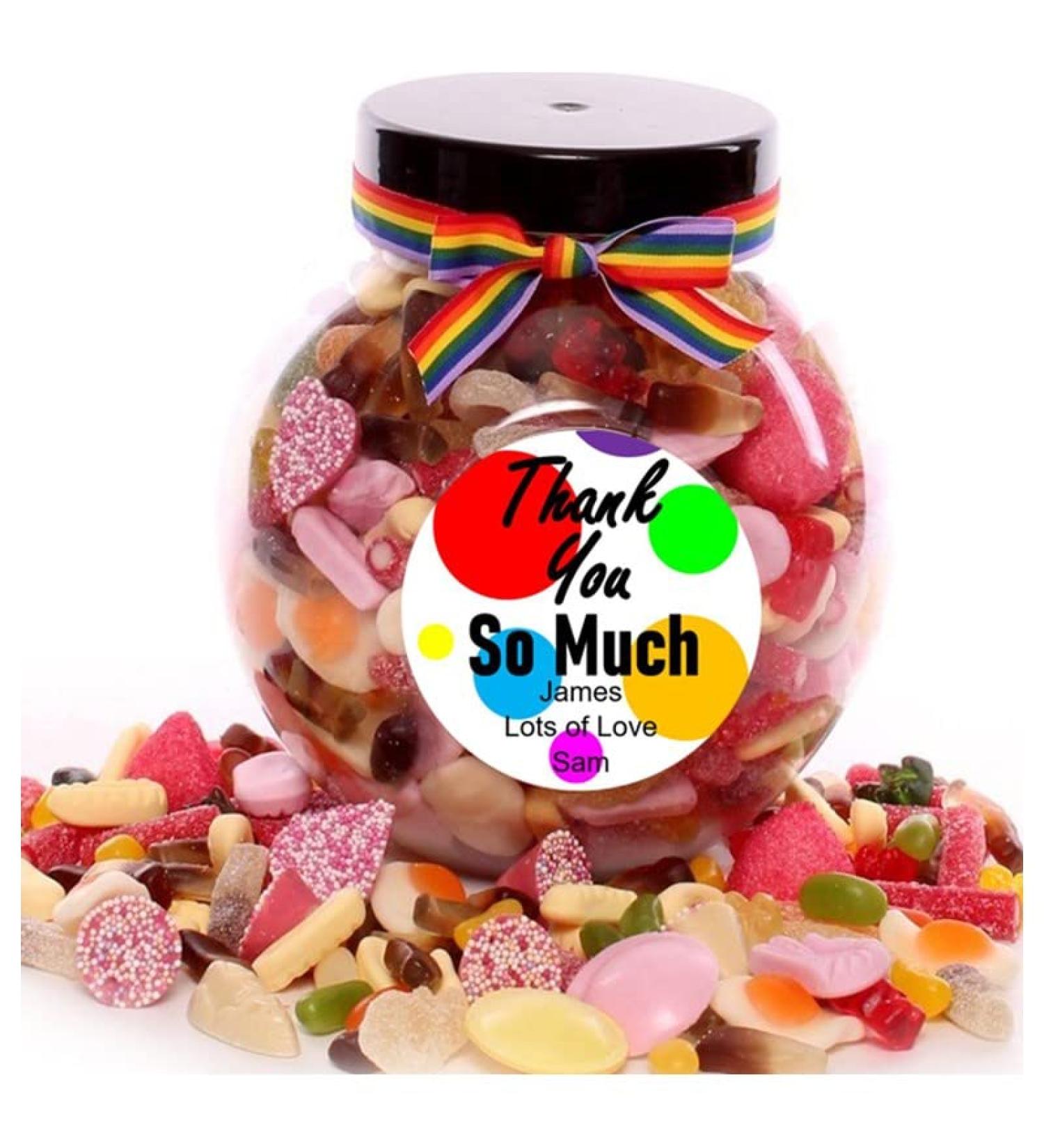 My Kind of Gift Thank You Large Personalised Sweet Jar - 1800g