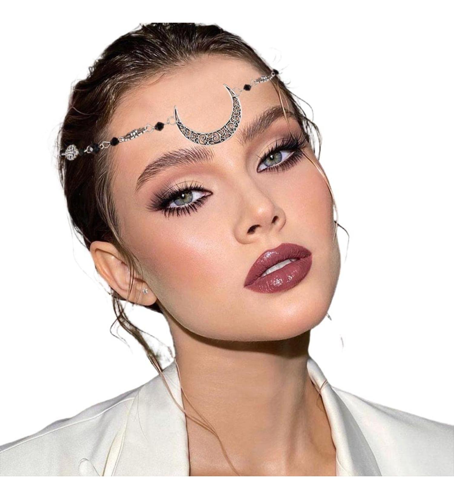 Boho Crescent Moon Crystal Headband - Silver Vintage Hair Accessories for Women - Buy Online on GoSupps.com