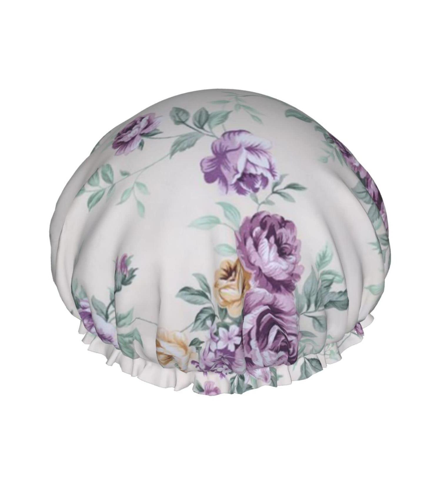 Flower Printed Shower Cap - Waterproof, Fits All Head Sizes & Hair Textures for Women - Buy Online on GoSupps.com