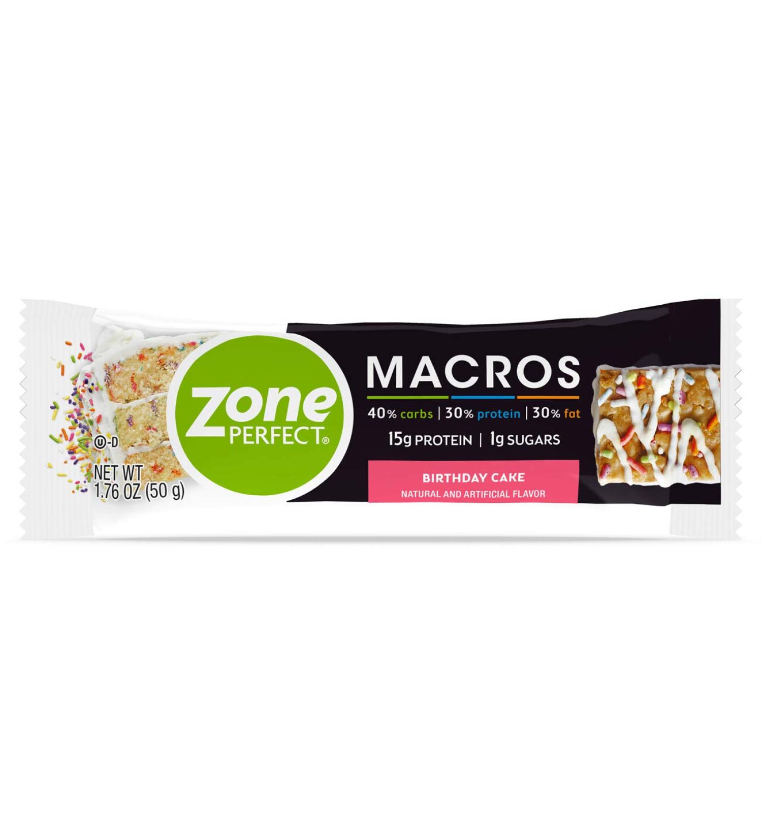 Zone PERFECT Macros Protein Bars Birthday Cake - 20 Count - Buy Online on GoSupps.com