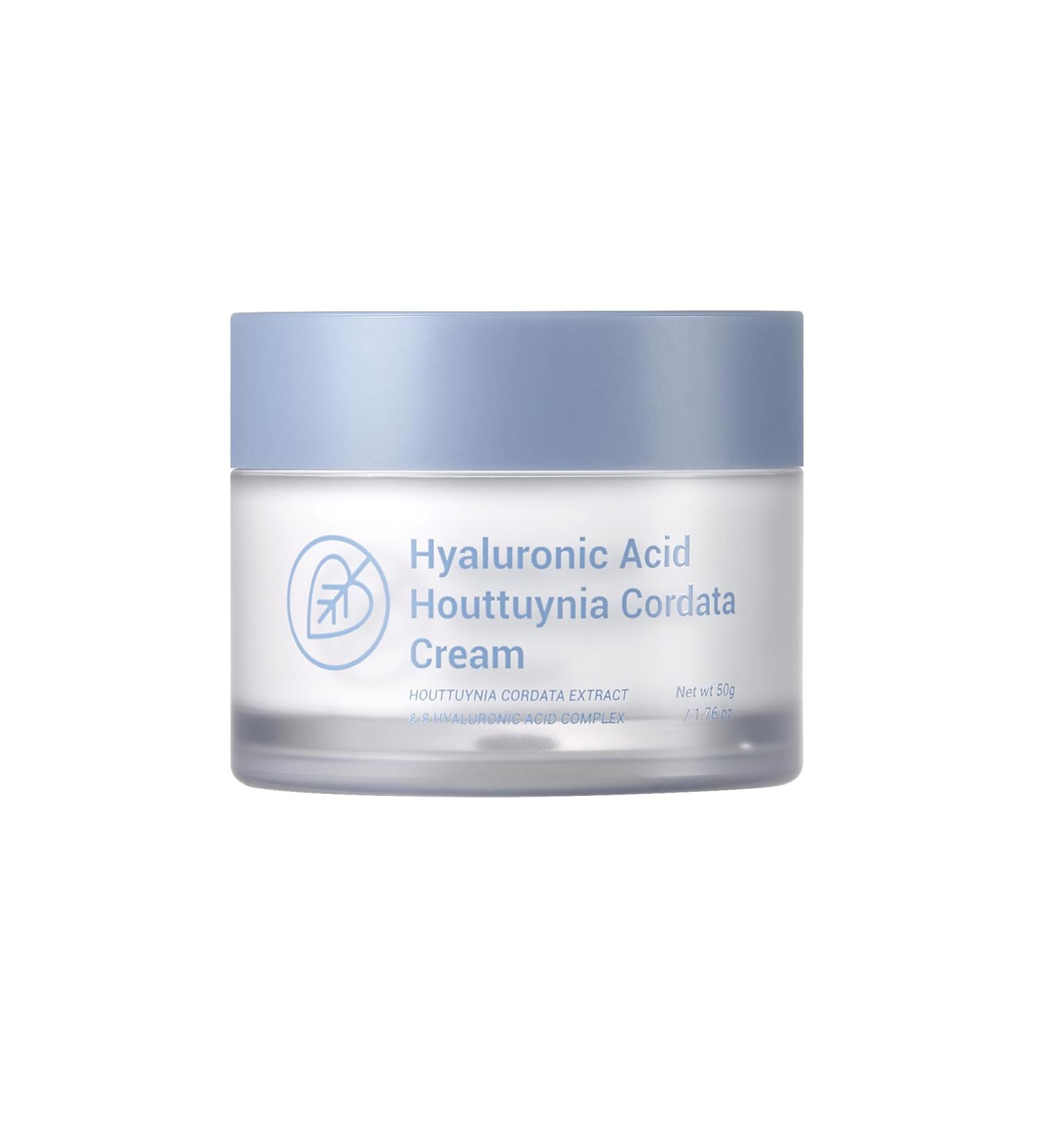 esfolio Made in Korea Hyaluronic Acid Houttuynia Cordata Cream 1.76 OZ Lightweight Moisturizing Face Cream with Plant Extracts Soft Refreshing and Balancing Formula for Healthy-Looking Skin