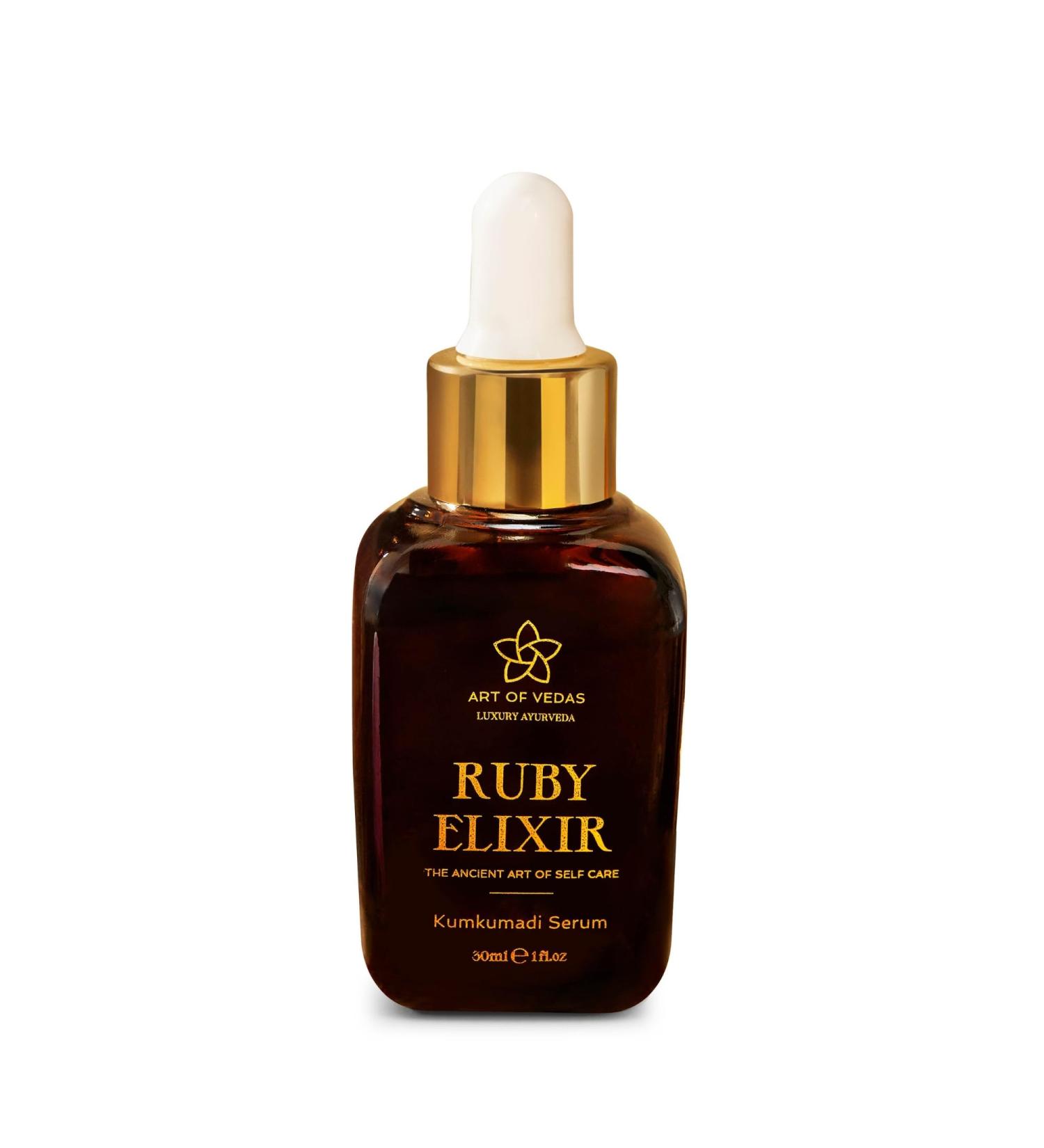 Ruby Elixir - Kumkumadi Serum 30ML - Ayurvedic Face Oil with Saffron for Anti-Aging and Radiant Skin Hydrating Vegan Serum Kumkumadi Oil for Skincare Ideal for Daily Use - Buy Online on GoSupps.com