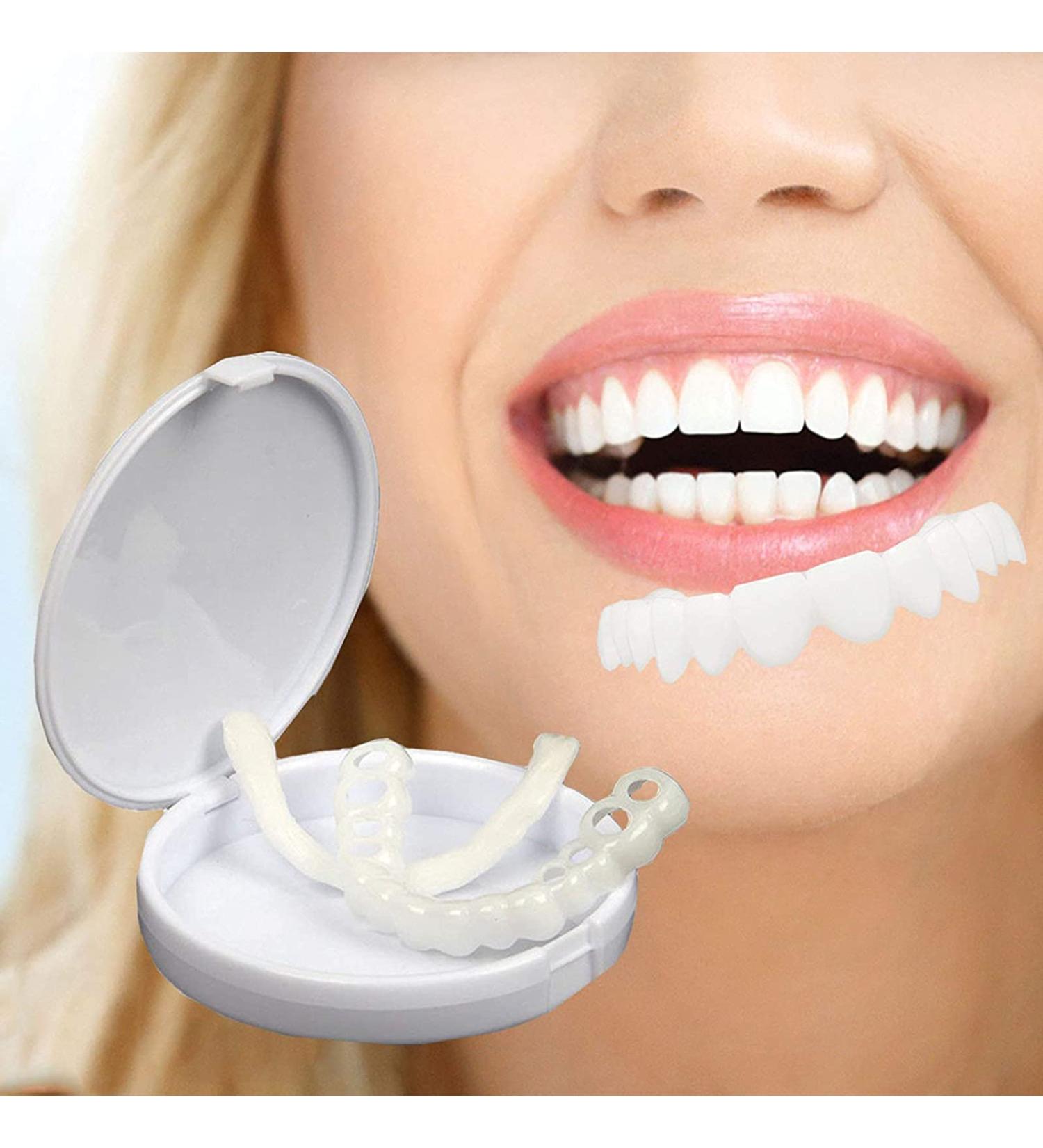 Brigtviee Dentures fake teeth 2 pairs of Perfect Smile Veneers Click dentures for temporary tooth repair and instant teeth whitening 2 upper and 2 lower false teeth Veneers Instant dentures - Buy Online on GoSupps.com