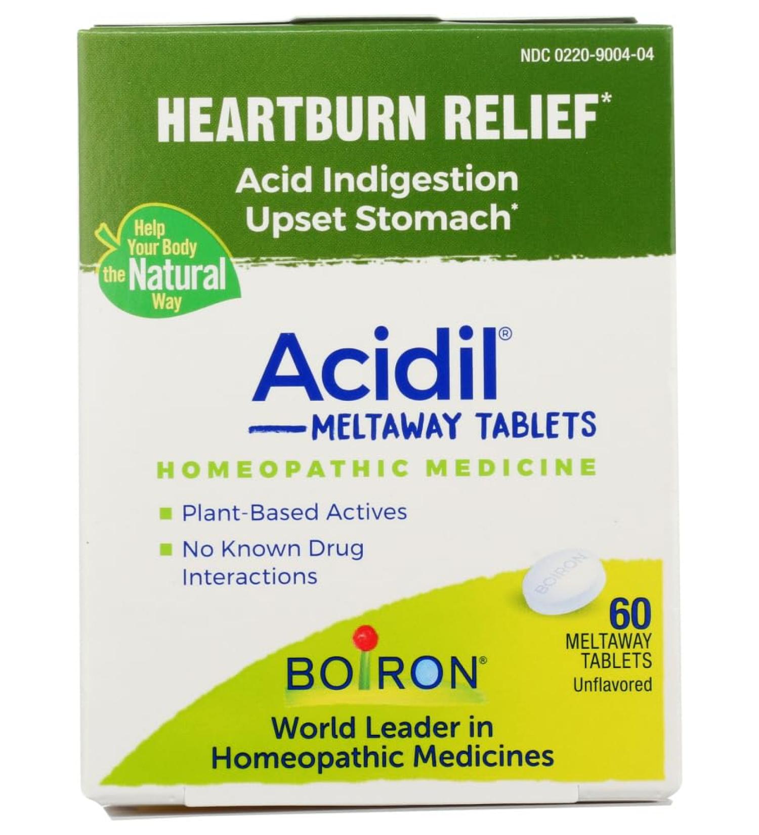 Boiron Acidil - Homeopathic Relief for Indigestion Sour Stomach & Heartburn - 60 Tablets - International Shipping Available - Buy Online on GoSupps.com