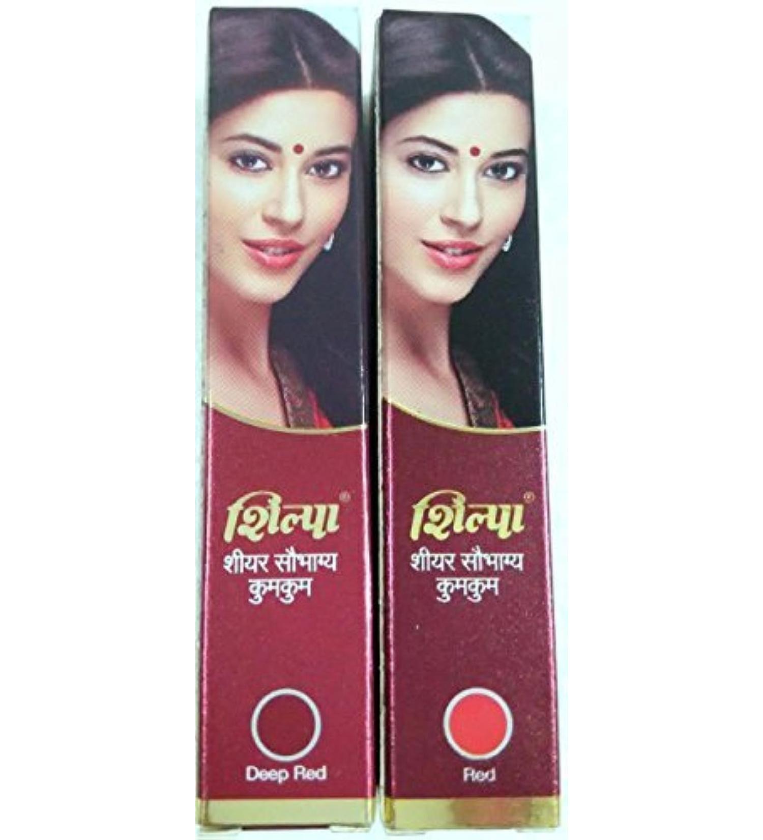 Shilpa Sheer Saubhagya Kumkum India Traditional 2 Shades - Red & Deep Red Liquid Bindi - Dermatologically Tested by Shilpa Sheer Saubhagya Kumkum