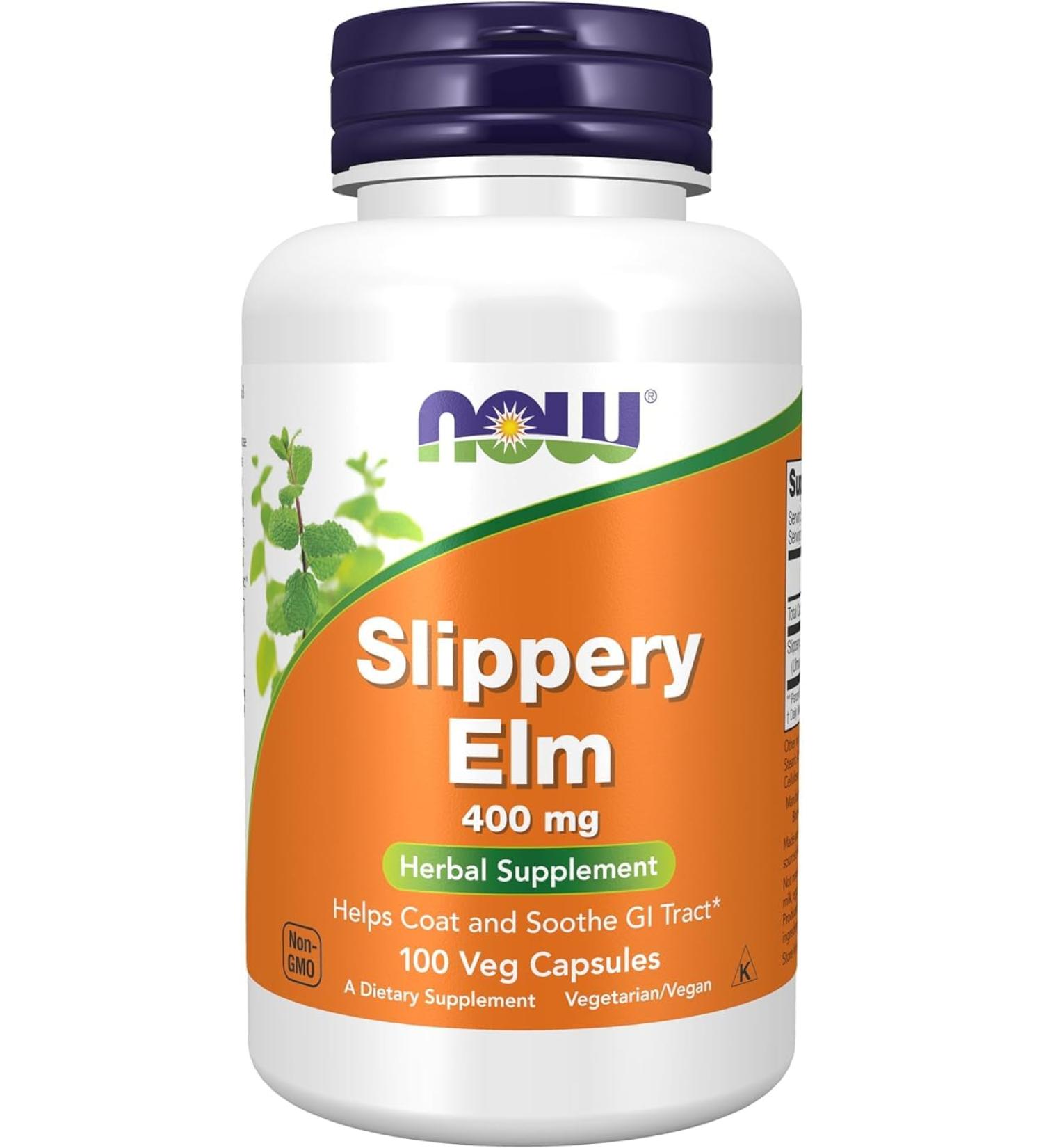 NOW Supplements Slippery Elm 400mg Capsules 100 Count - Buy Online on GoSupps.com