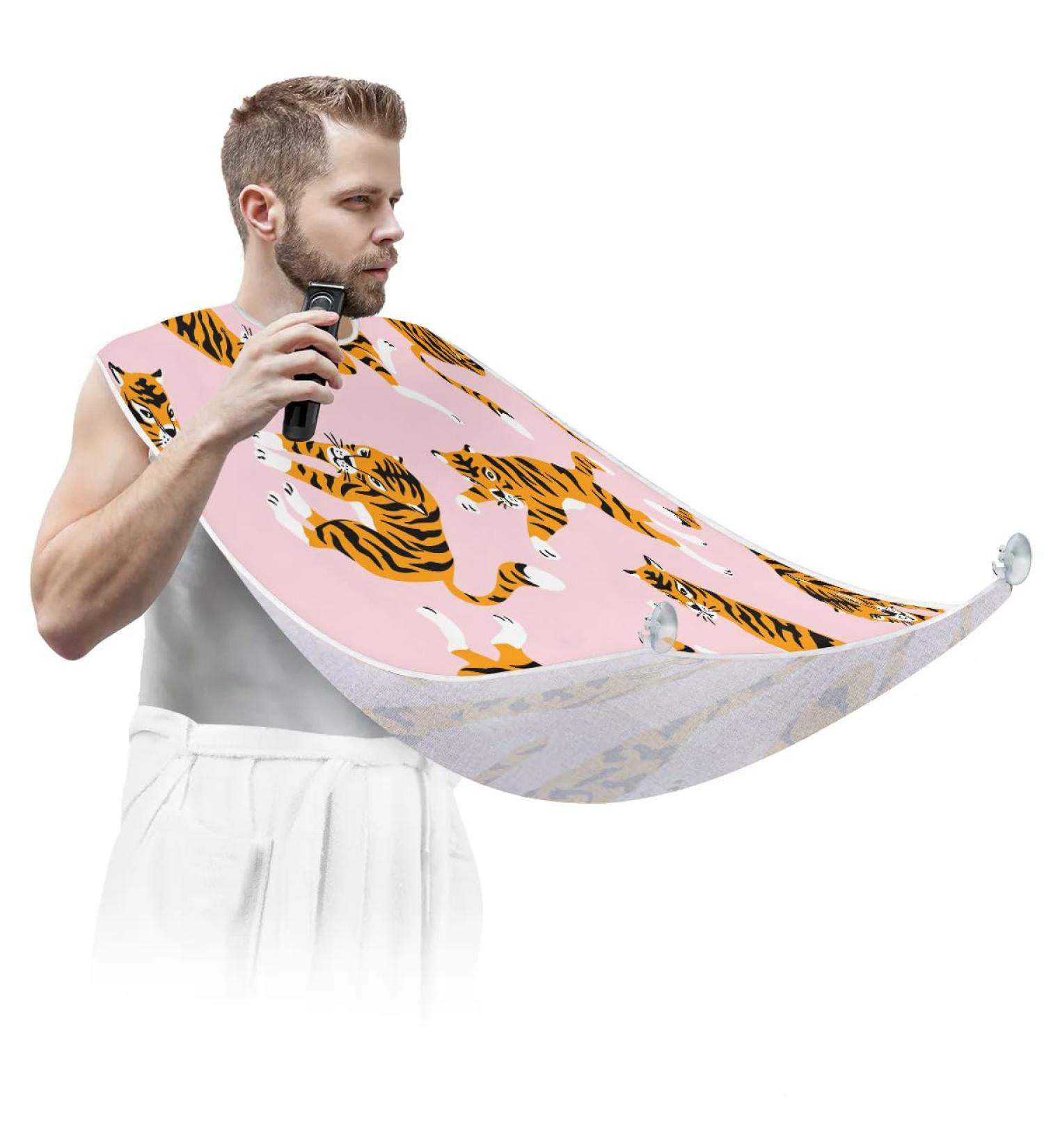 Tiger Beard Bib Apron - Non-Stick Waterproof Hair Catcher for Men | Grooming Cape with Suction Cups | Perfect Gift for Shaving & Trimming - Buy Online on GoSupps.com