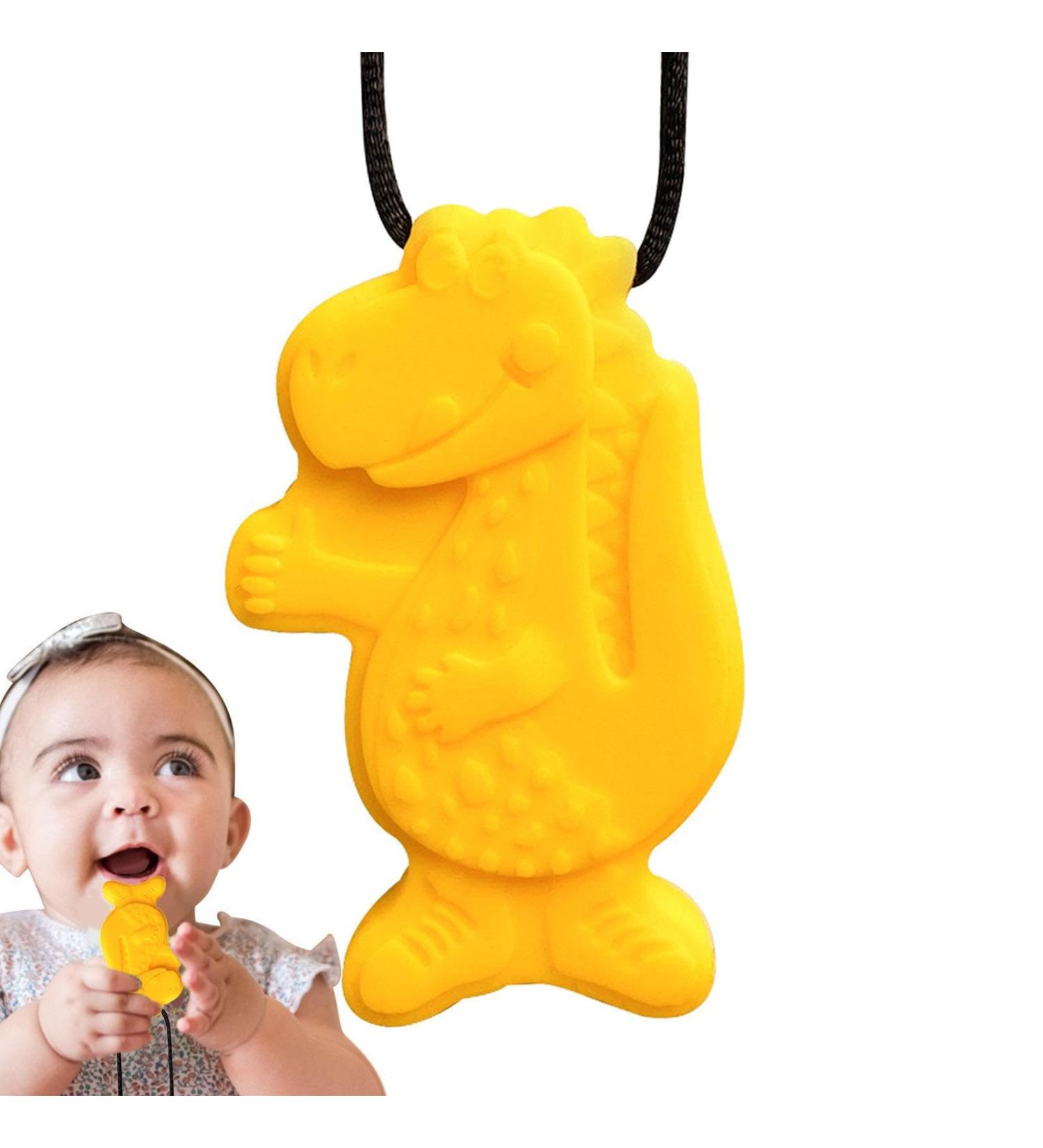 Buy Sensory Chewing Chain - Silicone Dinosaur Necklace for Children | Kieletzeugen Oral Motor Chew Toy Qihuyi Yellow - Buy Online on GoSupps.com