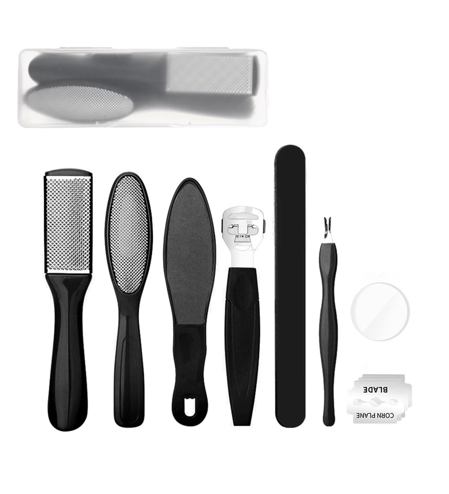 Foot File Pedicure Sets for Feet 8 in 1 Foot Files Foot Care Foot Scrubber Kit Hard Skin Remover Foot File Scraper Grater Rasp Dead Skin Remover Callus Remover Shaver for Women Men - Buy Online on GoSupps.com