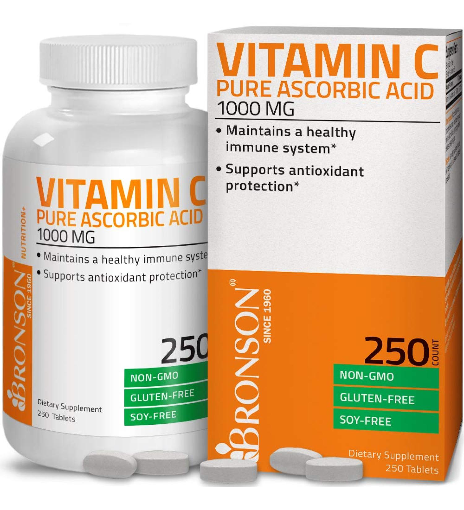 Vitamin C 1000mg Non-GMO - Immune Support & Antioxidant - 250 Tablets - Buy Online on GoSupps.com