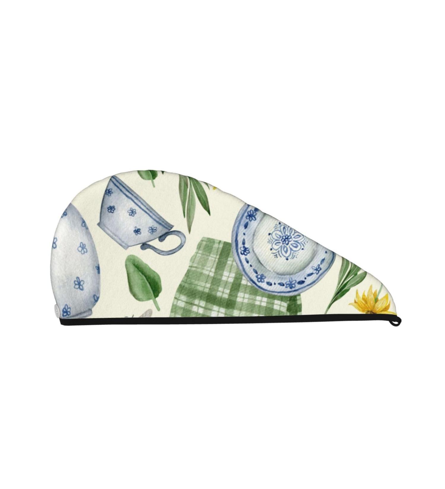 Microfiber Hair Drying Cap - Vintage Utensils Soft Absorbent Towel Wrap for Curly Long & Thick Hair - Quick Drying & Fast Drying Hair Cap - Buy Online on GoSupps.com