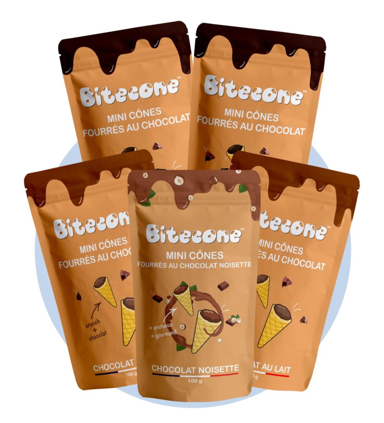 BITECONE - Choco-Addict | Ice Cream Cone End | Mini Filled Cones | Pack of 5 Bags | 100% French Brand | Made in Brittany | Sn - Buy Online on GoSupps.com