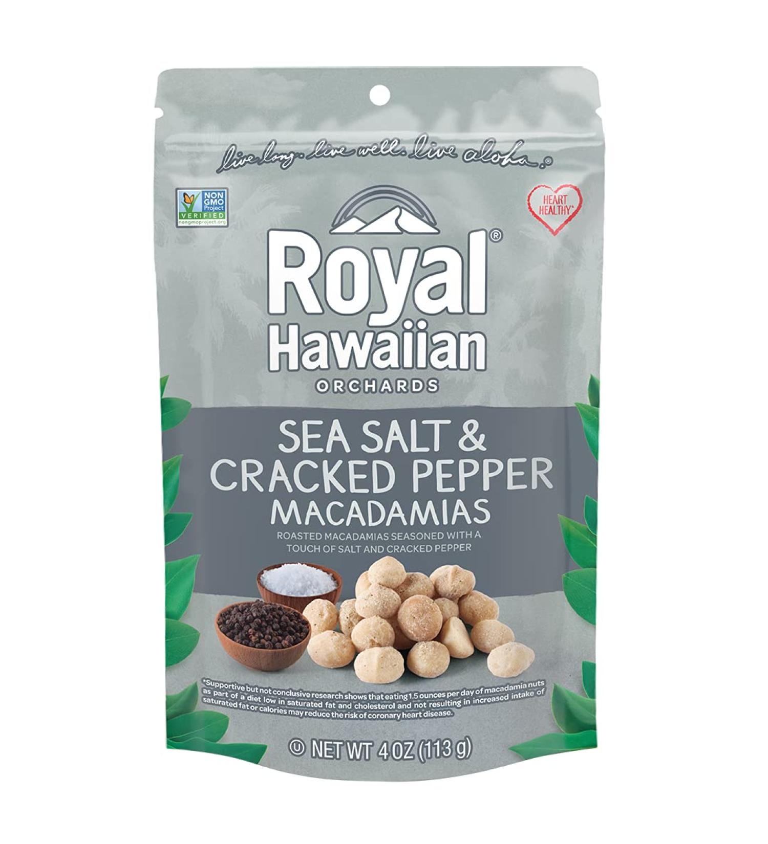 Royal Hawaiian Orchards Sea Salt & Cracked Pepper Macadamia Nuts  4 Oz - Buy Online on GoSupps.com