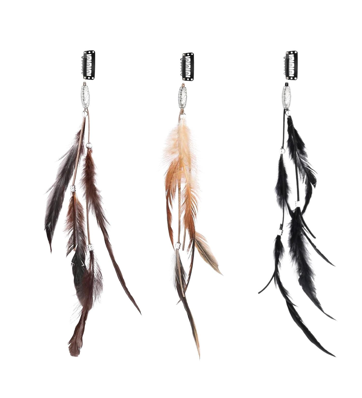 3 Handmade Bohemian Hair Extensions Feather Indian Tassel Hair Clip Bohemian Hippie Hair Clip Feather Hairpin Bohemian Hippie Hairpin Headdress Festive Headdresses Cosplay Headgear Accessories - Buy Online on GoSupps.com