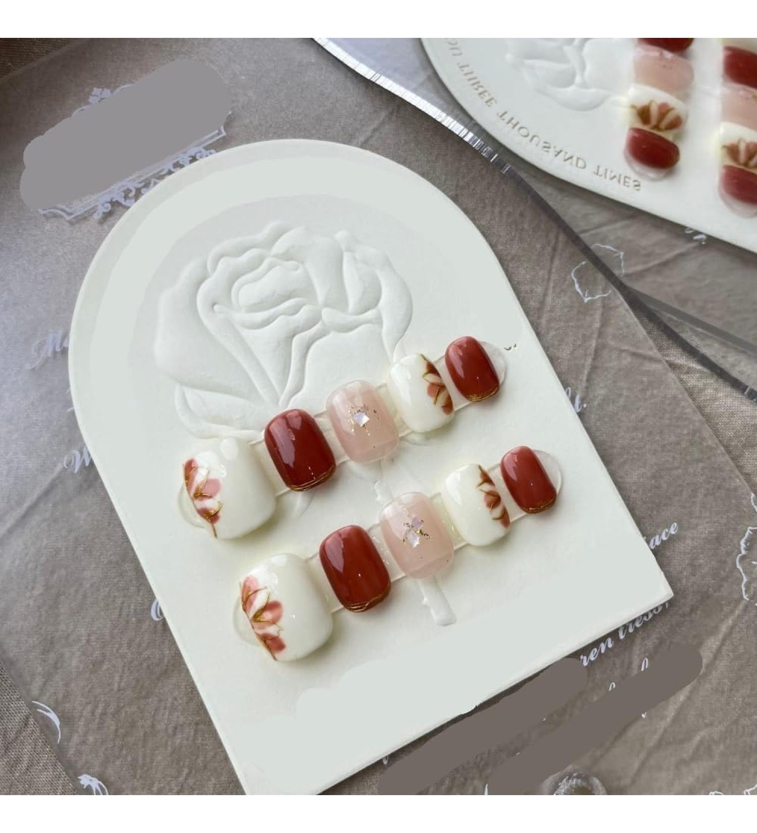 New Handmade Nail Wearing Heavy Industry Long Nail Handmade Nail Beautification False Nail Patch(Red S)