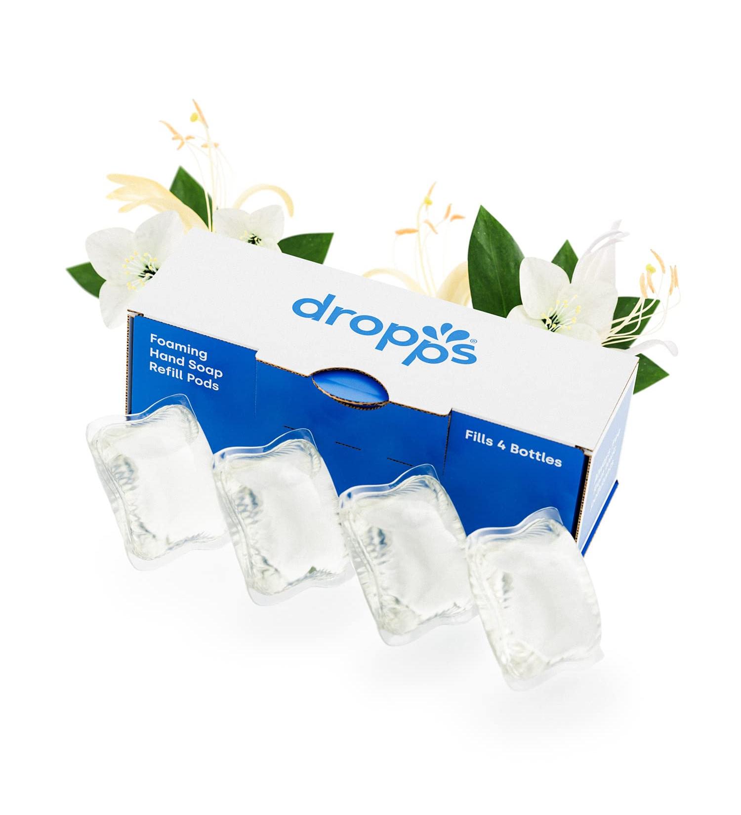 Dropps Foaming Hand Soap Refills 4 Pack - Jasmine Honeysuckle | Natural Plant-Based Ingredients with Aloe and Moisturizers | Refill Pods for 4 Bottles - Buy Online on GoSupps.com