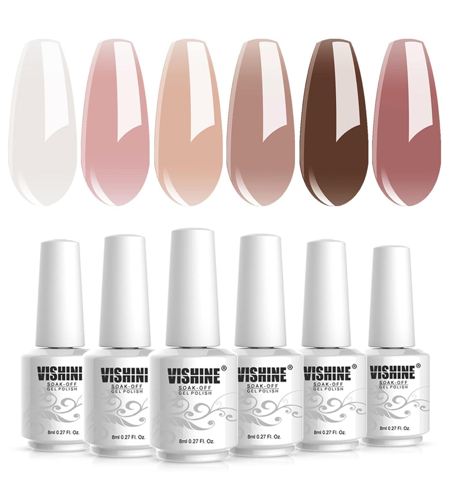 Vishine Transparent Jelly Gel Nail Polish Set Pink Nude Milky White Skin Colors Soak Off UV LED Gel Nail Polish Sheer Gel Nail Varnish UV Gel Varnish Nail Art 8ml C055 - Buy Online on GoSupps.com