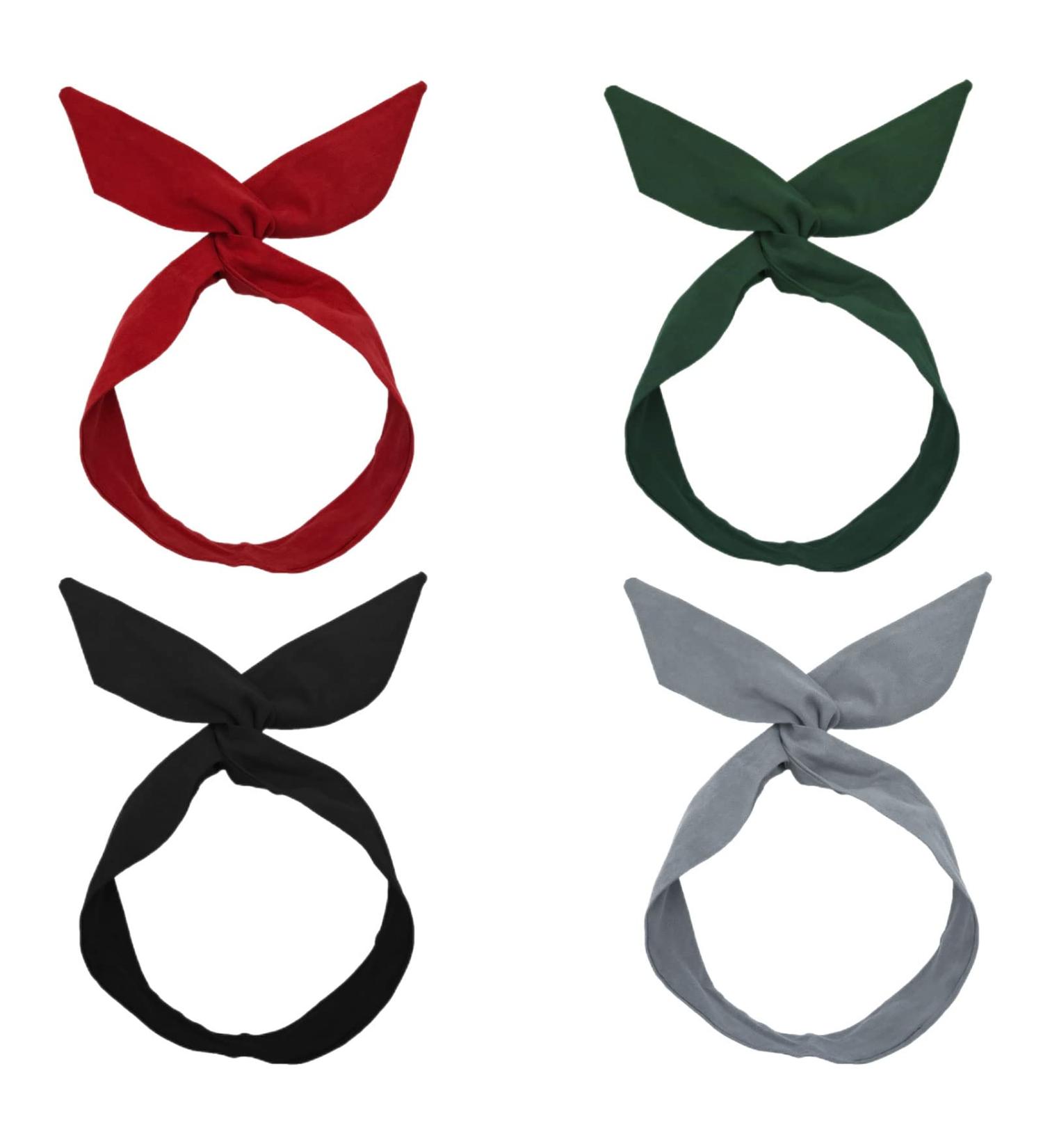 4 Pieces Headband with Bow Vintage Women's Headband Women's Headband Bow Hair Band Wire Retro Headband Hair Band with Wire Plain Hair Band Rockabilly Women's Wire Bendable Headband - Buy Online on GoSupps.com