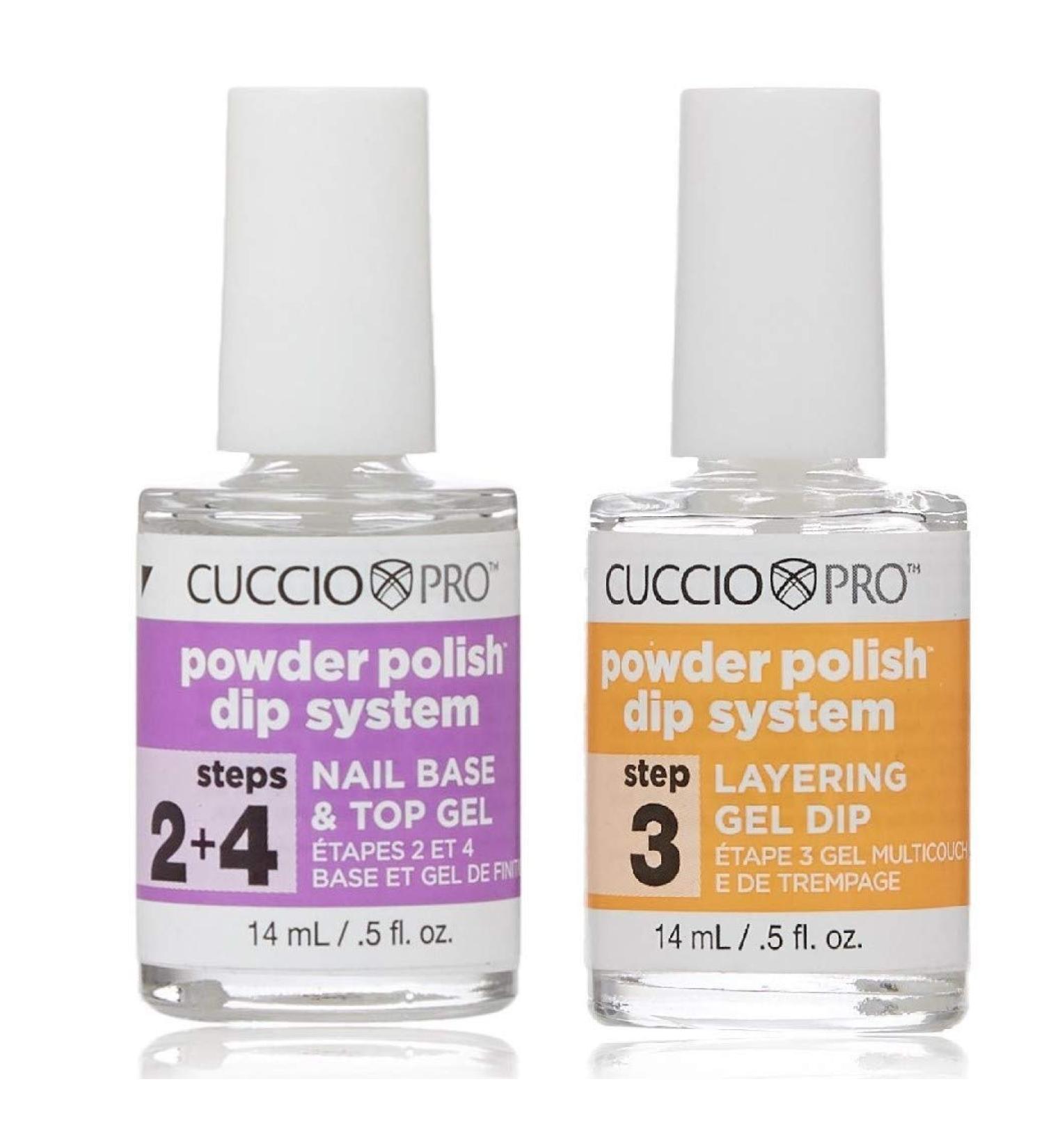 Cuccio Powder Polish Dip System Steps 2+4 Base, Top Gel & Layering Gel Duo Set 0.5oz - Buy Online on GoSupps.com