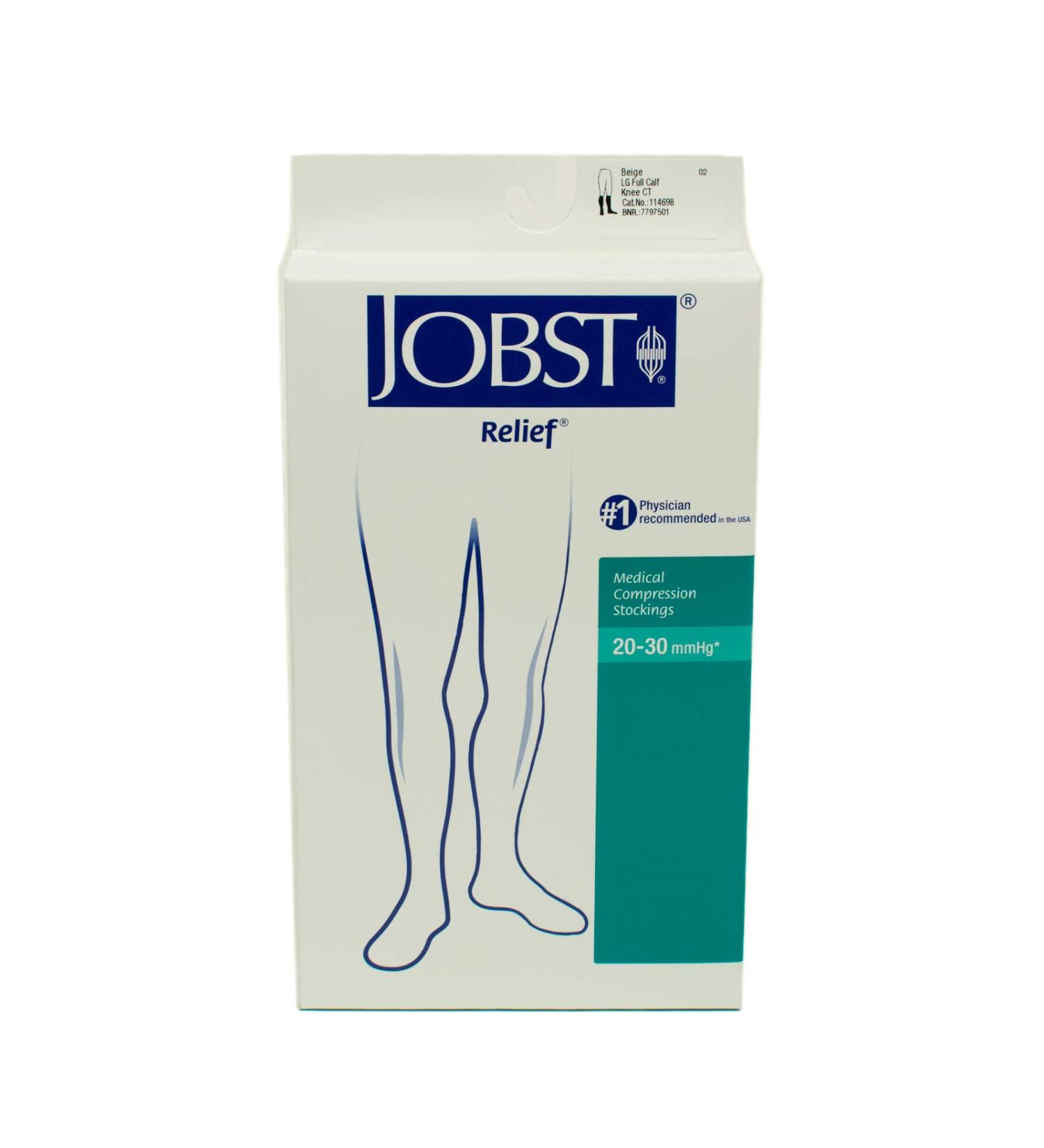081711399 Jobst Relief Medical Legwear Compression Stocking Knee High Closed Toe Beige 20-30 mmHg Large Full Calf