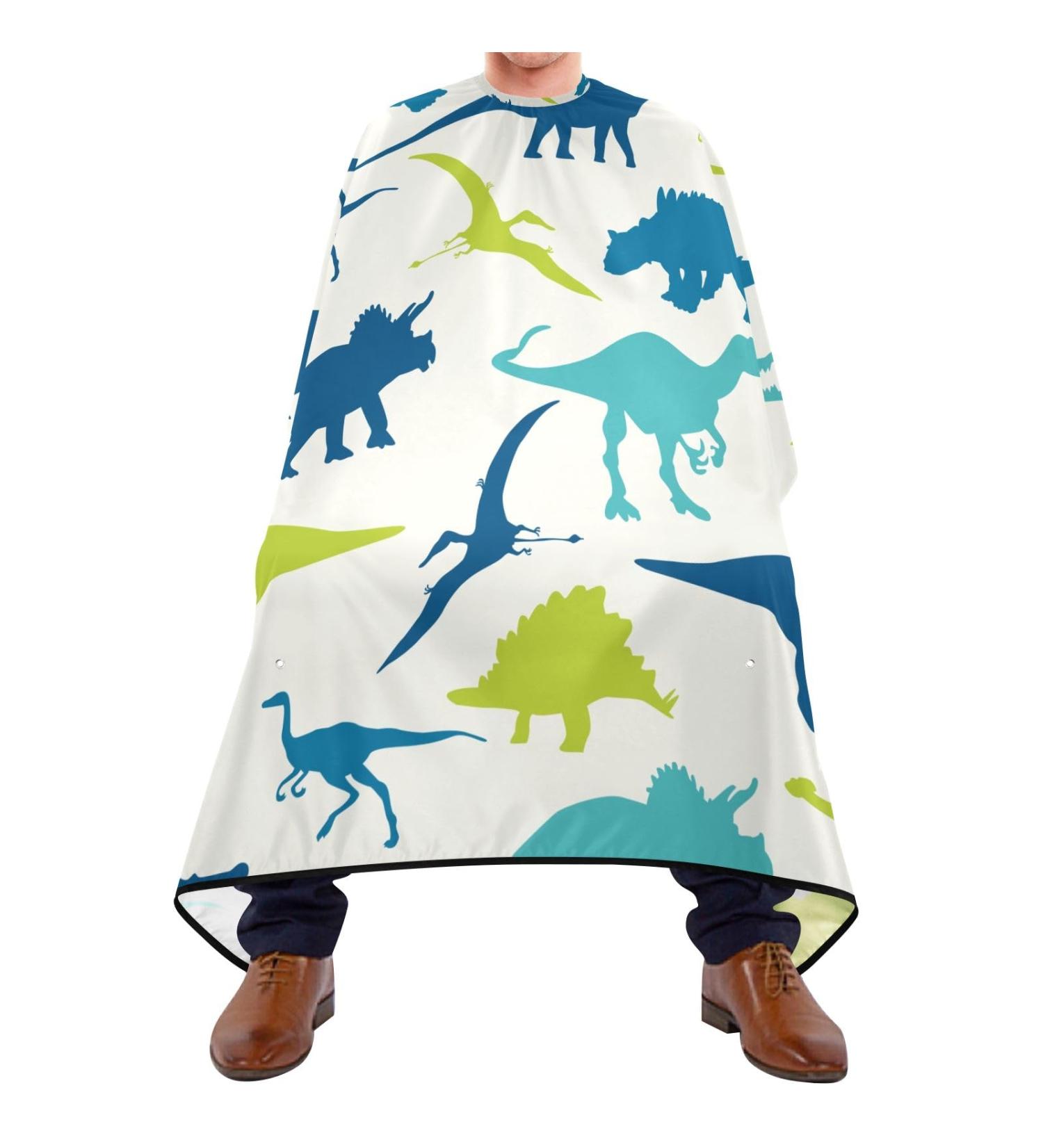 Waterproof Cartoon Dino & Cheetah Barber Cape | Unisex Hair Cutting Bib for Men | International Shipping - Buy Online on GoSupps.com