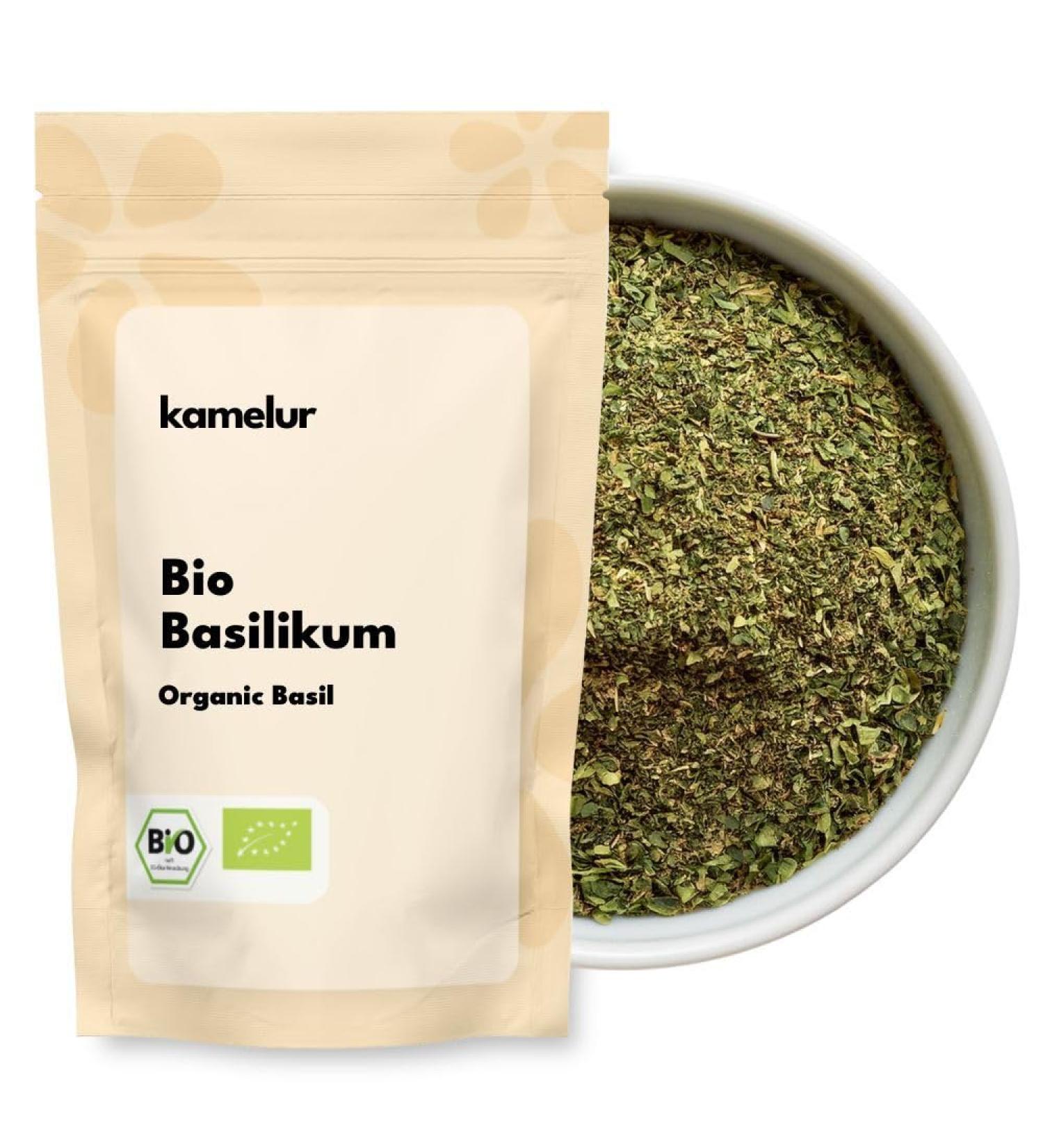  Kamelur 250 g dried organic basil without additives - the perfect organic spice for Italian cooking - in biodegradable packaging - Buy Online on GoSupps.com