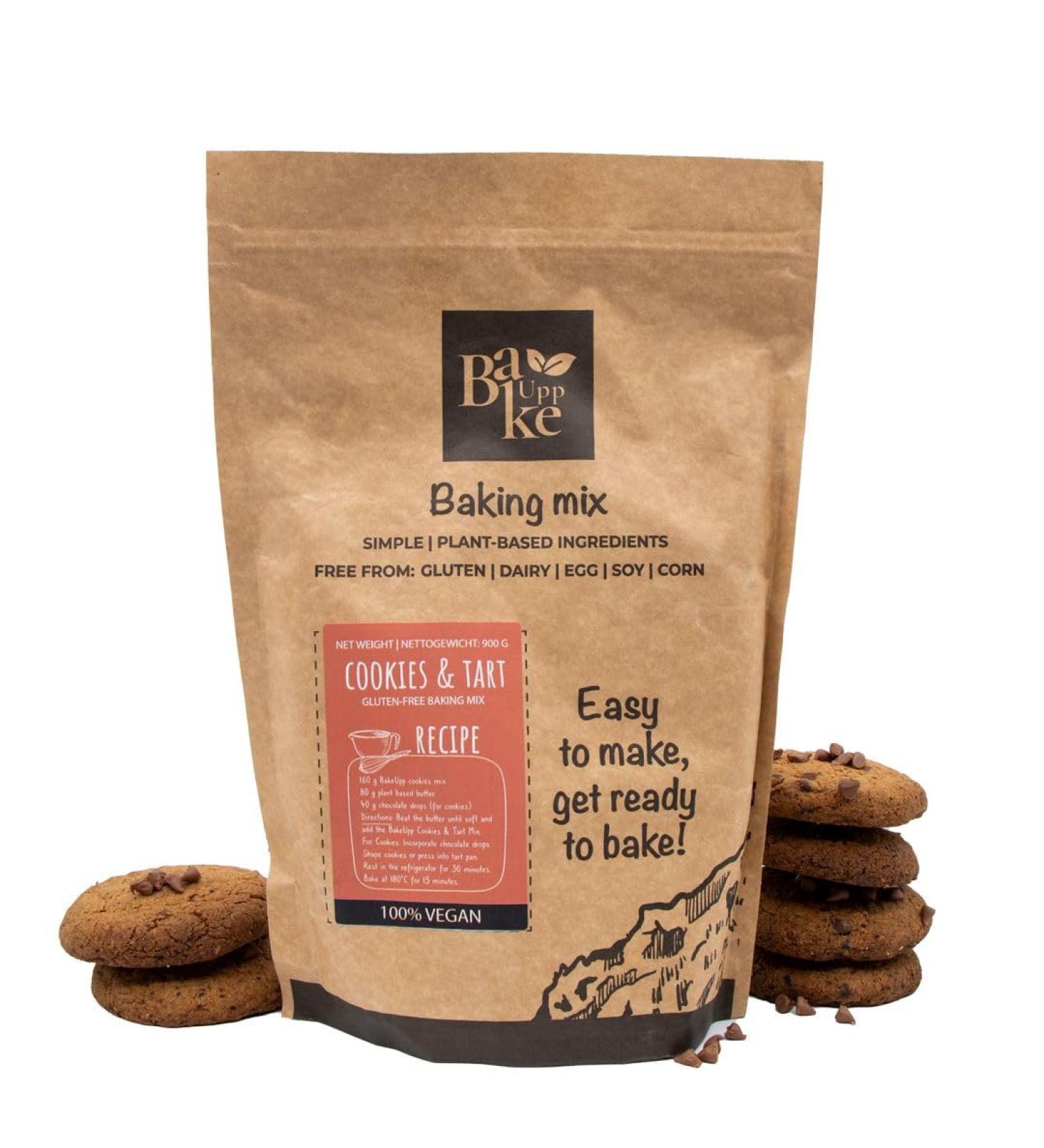 Buy Bakeupp Vegan Cookies & Tart Baking Mix - Gluten-Free Plant-Based Easy to Prepare - 900g - Egg Milk Soy and Maize-Free - Buy Online on GoSupps.com