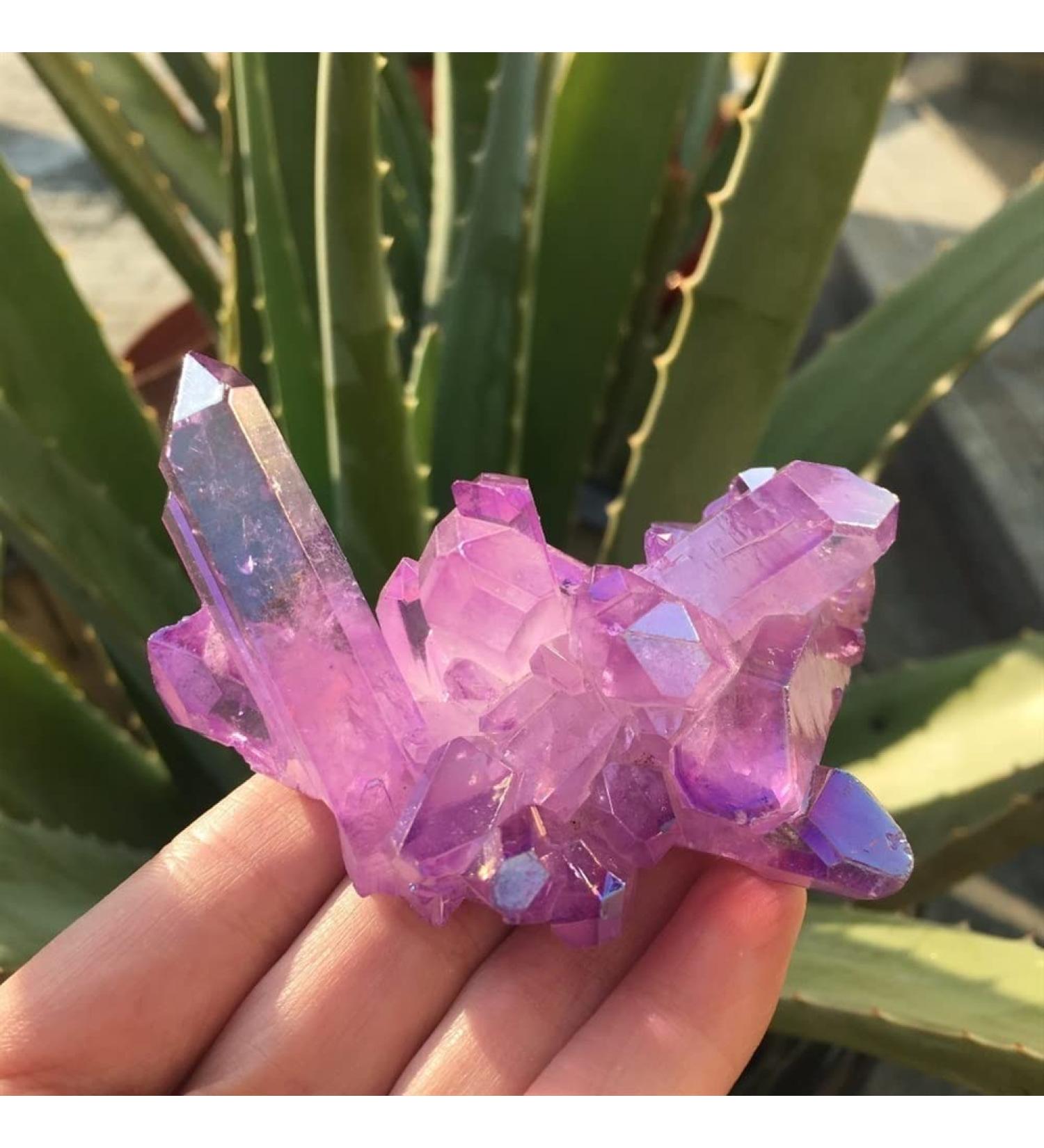 Home Decoration 80-90g Purple Flame Aura Quartz Crystal Cluster Specimen s Home Goods - Buy Online on GoSupps.com