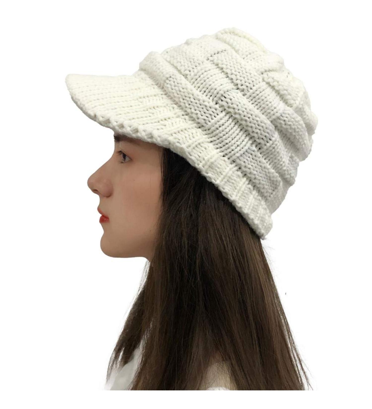 Warm Chunky Cable Knit Winter Hat for Women | Soft Cashmere Beanie with Ear Flaps and Cute Ears | White One Size - Buy Online on GoSupps.com