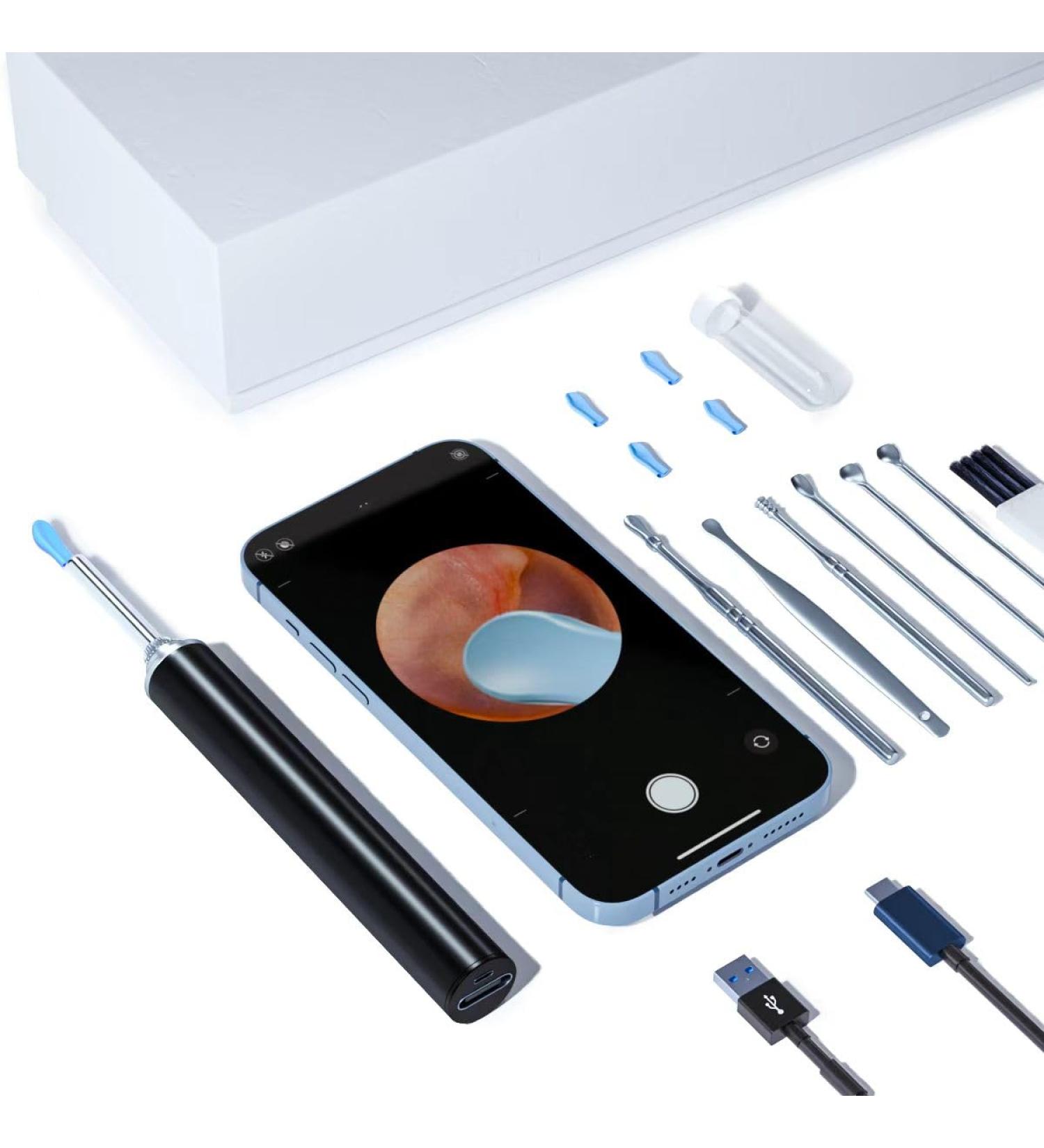 Aeasycozy Ear Wax Removal Kit with 3 Million Pixel 1296P HD Camera - Wireless Ear Cleaner with 6 LED Light & 4 Ear Sleeve Set - Buy Online on GoSupps.com