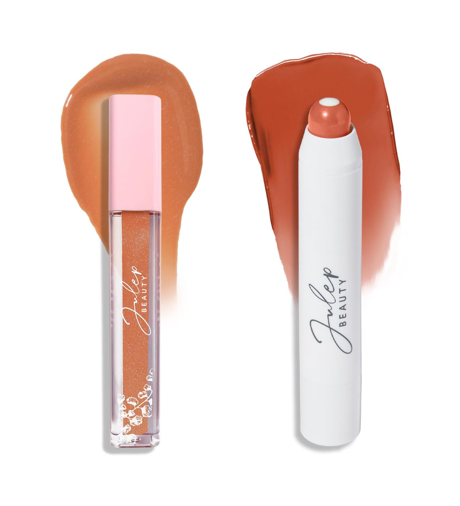 Julep Luscious Lips Duo: It's Balm Tinted Lip Balm in Roasted Peach + So Plush Plumping Lip Gloss in Not Sorry - Hydrating Glossy and Vegan Lip Colors with Vitamin E - Perfect Lip Care Set - Buy Online on GoSupps.com