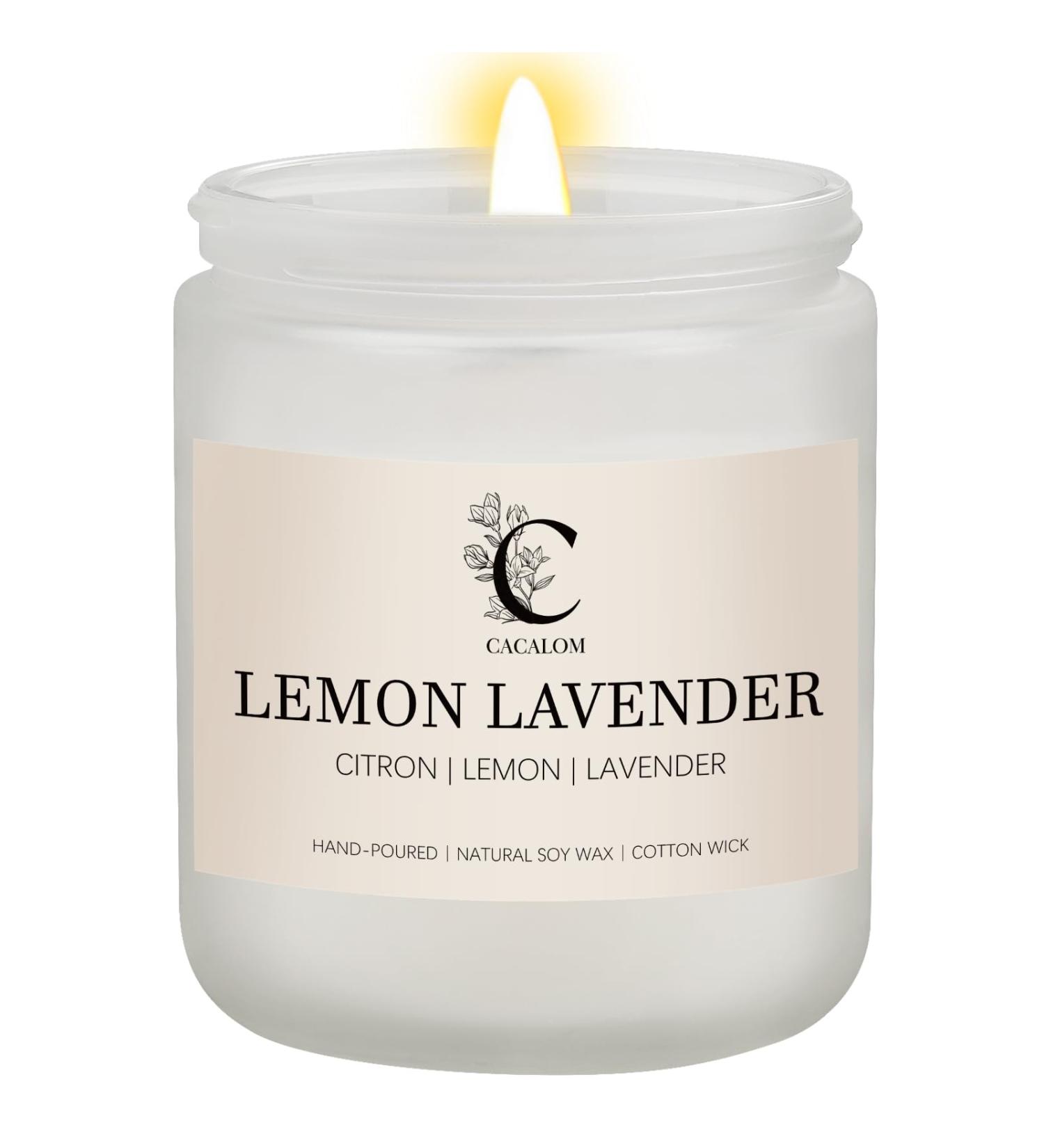Lemon Lavender Scented Candles - Long Lasting Soy Wax Jar | Stress Relief & Home Fragrance | 7 oz - Buy Online on GoSupps.com
