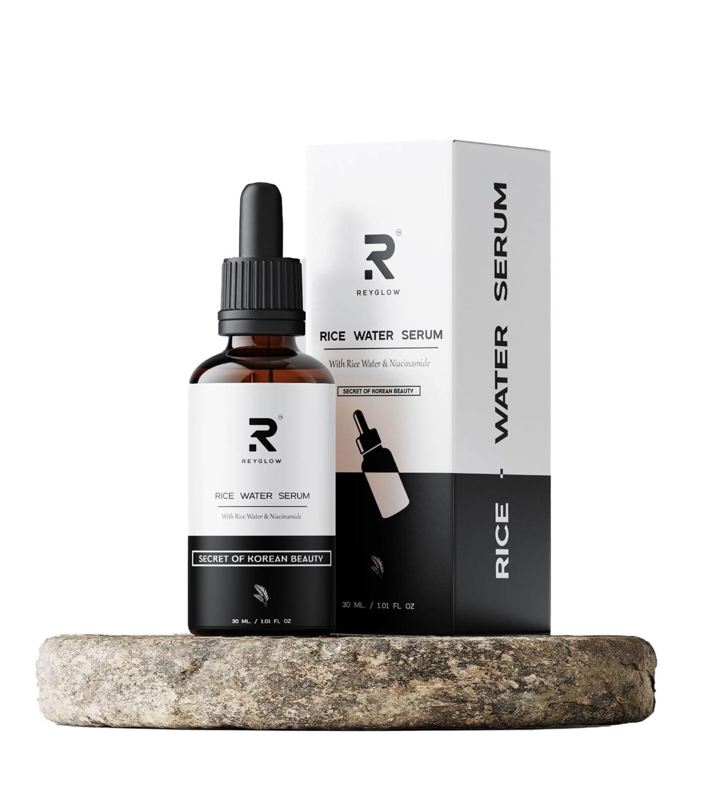 Reyglow's Rice Water & 10% Niacinamide Face Serum For Korean Beauty | Fades Blemishes & Dark Spots | Korean Beauty Secret | With Rice Water | Dermatologically Tested | Beginner Friendly | All Skin Types | Women & Men | Fragrance-Free | 100% Vegan |- 30 ml - Buy Online on GoSupps.com
