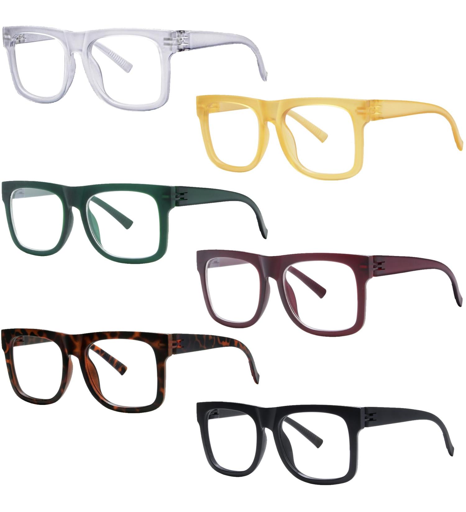 GUD Oversized Reading Glasses - Stylish 6 Pack with Screwless Spring Hinge for Men & Women | +1.50 Magnification - International Shipping Available - Buy Online on GoSupps.com