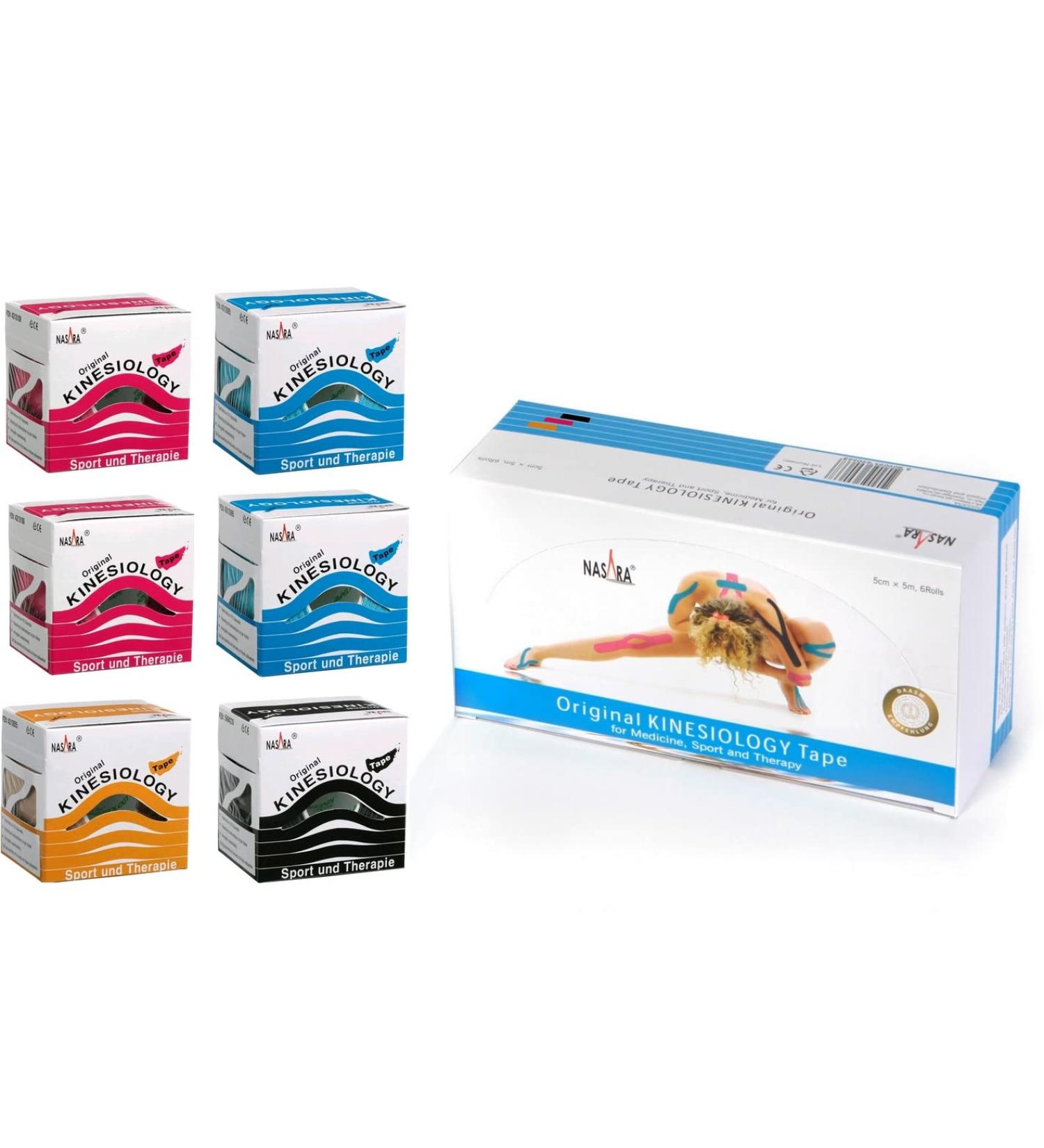 Nasara Original Kinesiology Tape - Box of 6 Rolls (5cm x 5m) - Beige Sports & Medical Physio Tape for Injury Recovery & Performance - Buy Online on GoSupps.com