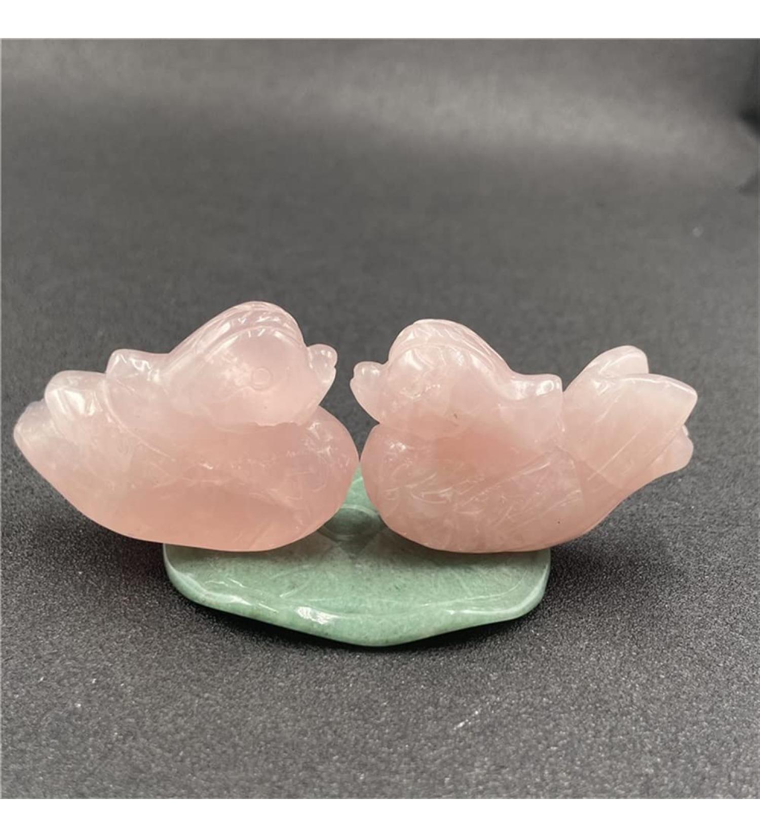 Gemstones for Decoration Natural Rose Quartz Mandarin Duck Crystal Carved Lover Decorative Crystal JZIGTDEM - Buy Online on GoSupps.com