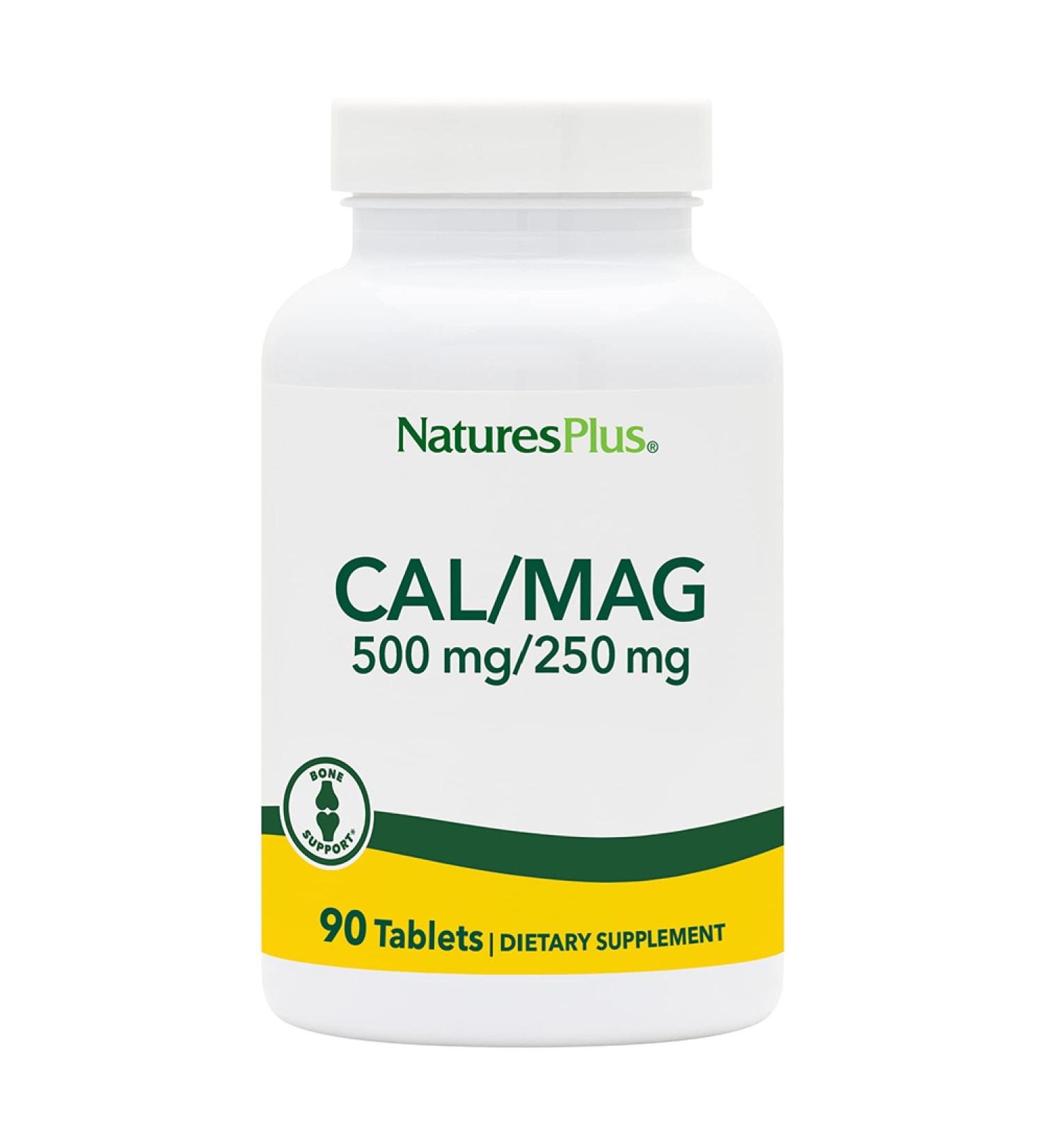 NaturesPlus Cal/Mag - 90 Vegetarian Tablets - 500 mg Calcium & 250 mg Magnesium - 90 Servings