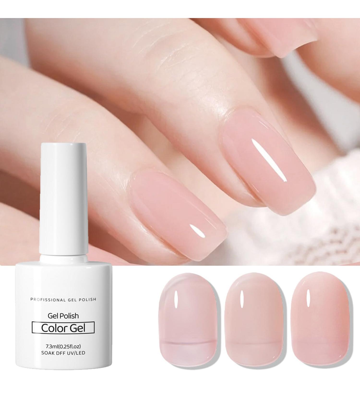 Gel Nail Polish Jelly Gel Nail Varnish Translucent Pink Nail Polish Sheer Nude French Manicure Gel Nail Polish Soak-Off UV/LED Long Lasting Nail Gift for Nial Art DIY at Home - Buy Online on GoSupps.com