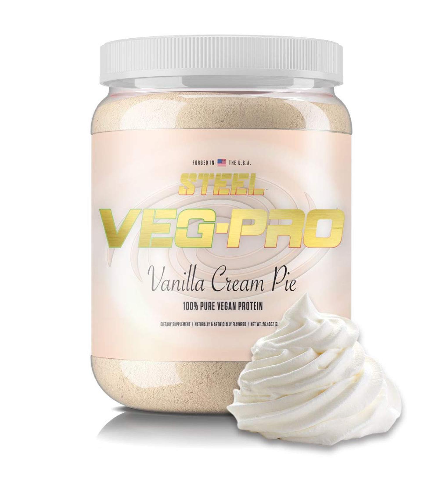 Steel Supplements Veg-PRO Vegan Protein Powder Vanilla Cream Pie 1.65lb | Organic BCAA Amino Acids | Gluten-Free Non-Dairy | Low Carb Formula | 25 Servings - Buy Online on GoSupps.com