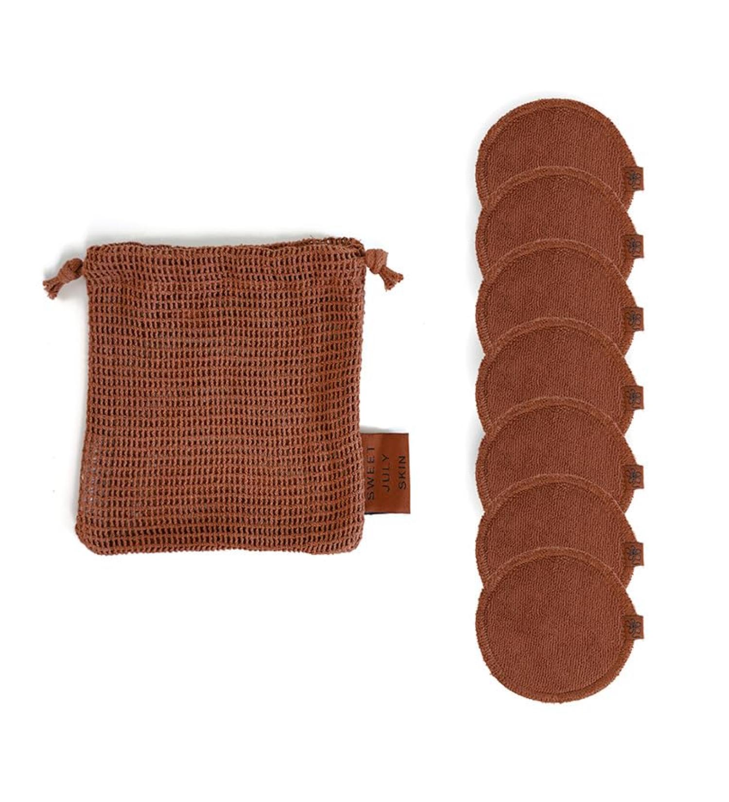 SWEET JULY Reusable Face Rounds - 100% Cotton Soft & Absorbent Eco-Friendly Skincare Includes Washable Bag (Pack of 7) - International Shipping Available - Buy Online on GoSupps.com