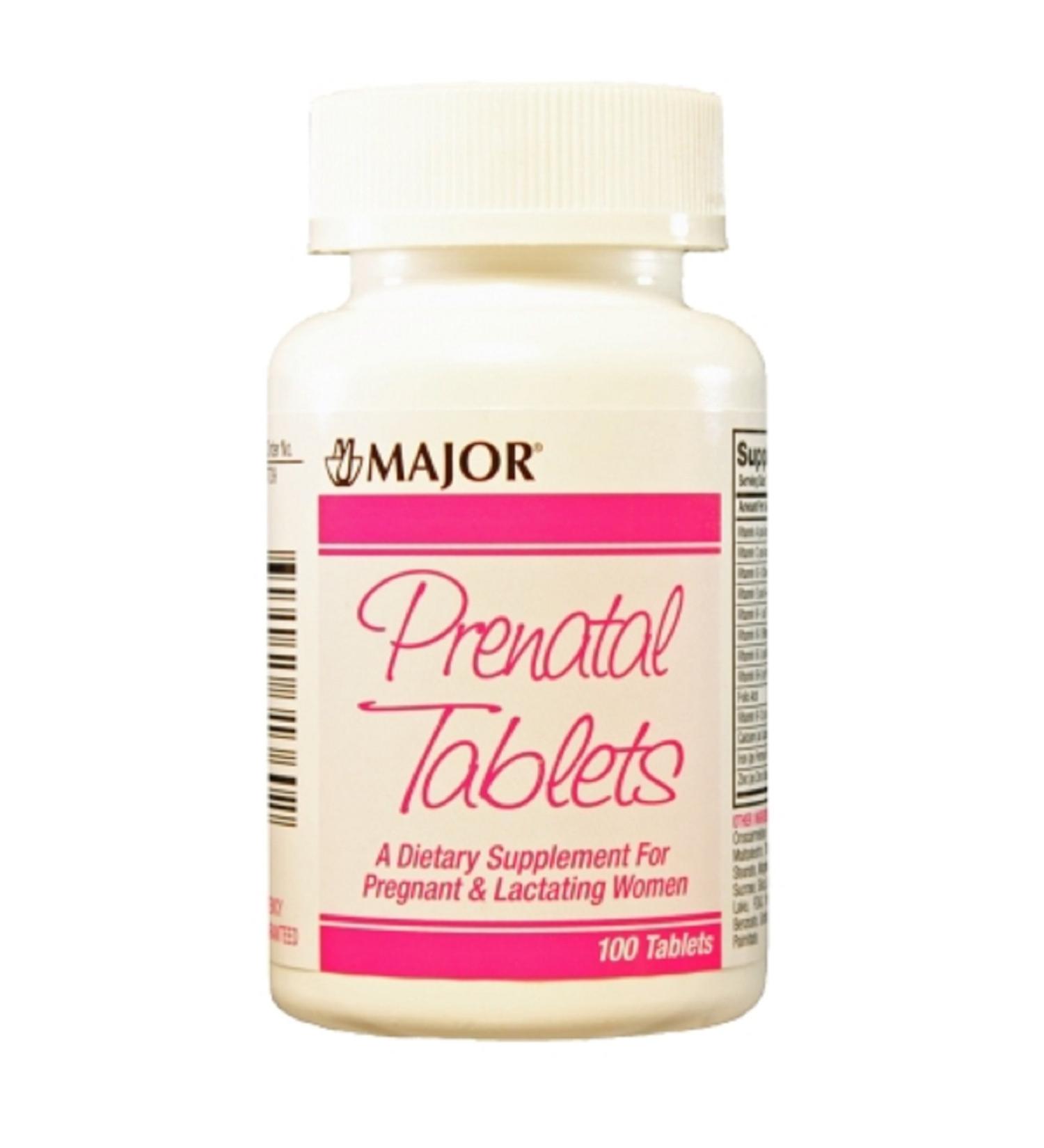 Major Pharmaceuticals Major PRENATAL TABS ASCORBIC ACID-100 MCG Pink 100 Tablets UPC 309045313602